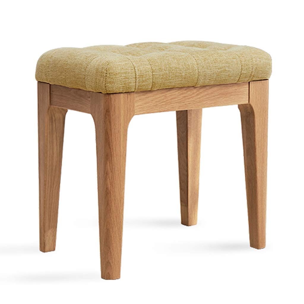 Solid Wood Vanity Bench with High Elastic Sponge - Oak Makeup Stool, Study Stool, Comfortable Footrest (Green, 45x30x47cm) - Perfect for Bedroom, Dressing Room & Home Decor