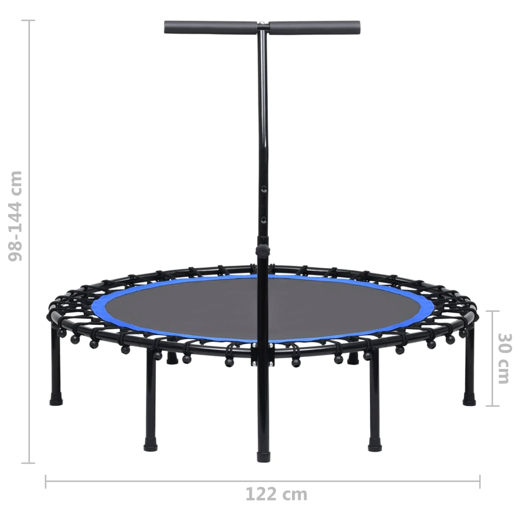 VidaXL 48'' Fitness Trampoline with Adjustable Handle - Rebounder for Home Workouts, Cardio Exercise & Kids Play