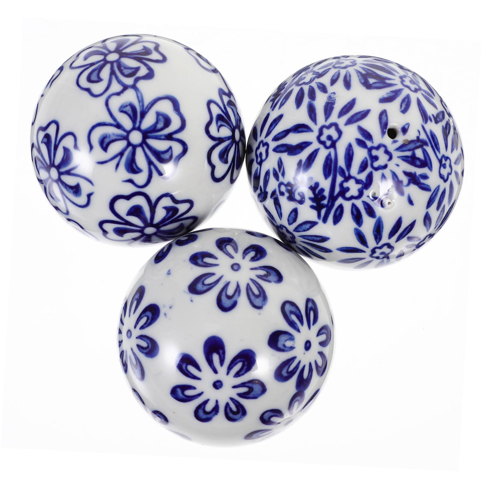 Artibetter 3-Piece Blue and White Porcelain Sphere Balls - 6x6cm Chinese Ceramic Orbs for Home Decor, Centerpieces, Vases, Bowls, Fish Tanks & Floating Displays - Elegant Tabletop Decor for Weddings, Parties & Zen Spaces