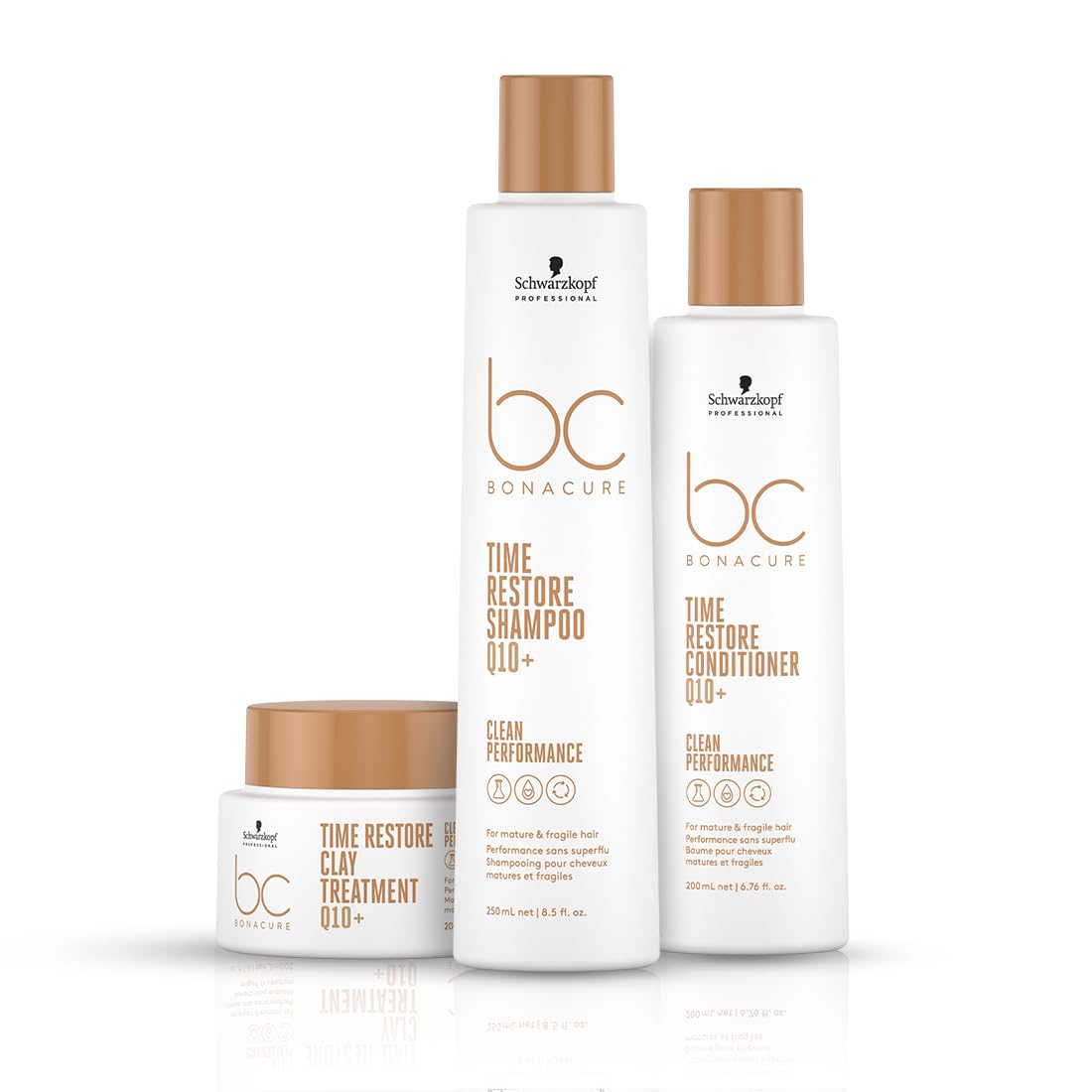 Schwarzkopf Professional Bonacure Time Restore Q10+ Clay Treatment Mask for Mature Hair - 200ml | Deep Hydration & Repair for Dry, Damaged Hair | Salon-Quality At-Home Hair Care Treatment