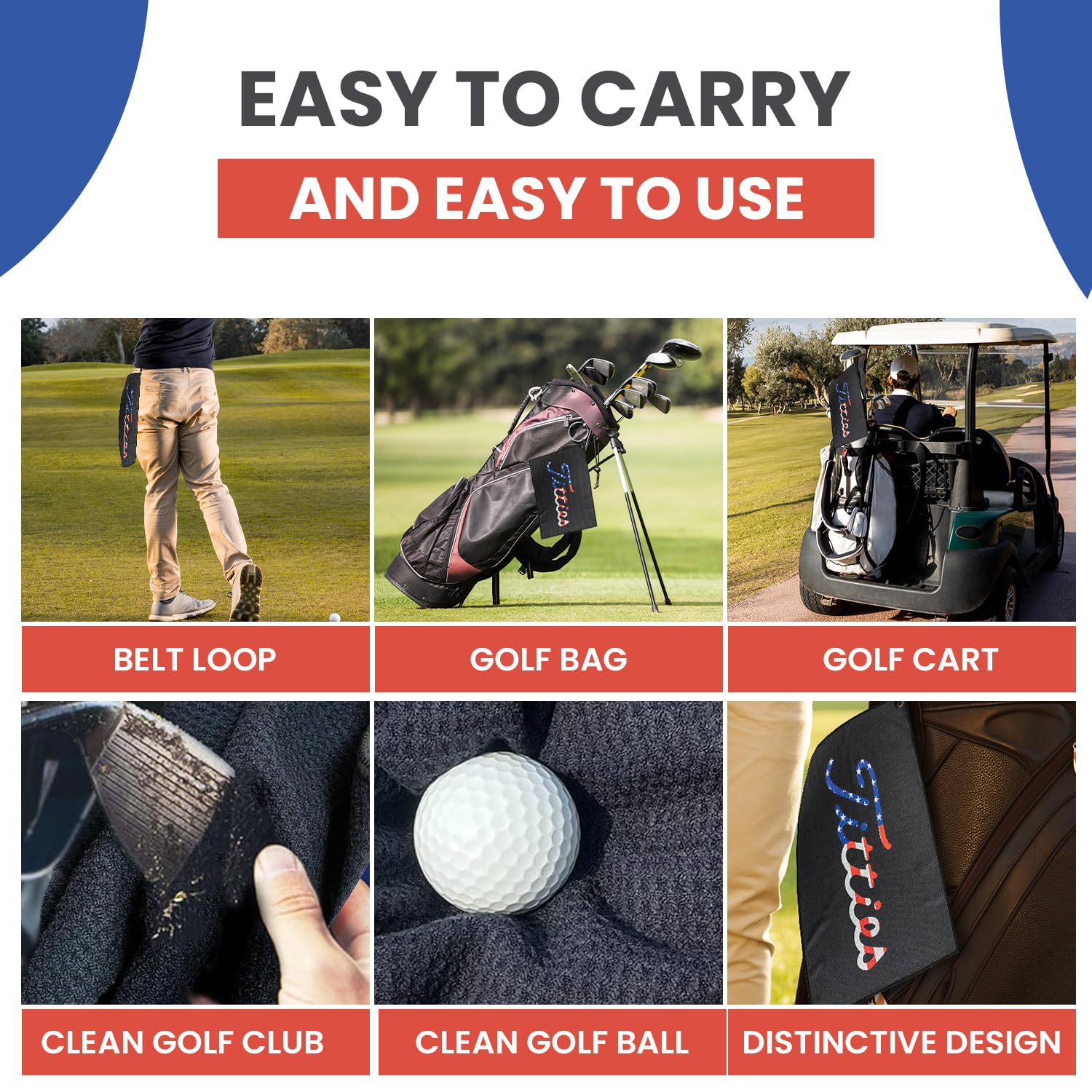 K9King Funny Golf Microfiber Towel with Clip - Premium Absorbent Golf Towel for Golf Bags - Best Golf Accessories for Men & Women - Durable Club Bag Towel for Practice & Tournaments - Perfect for Golf Courses, Driving Ranges & Club Cleaning (USA)