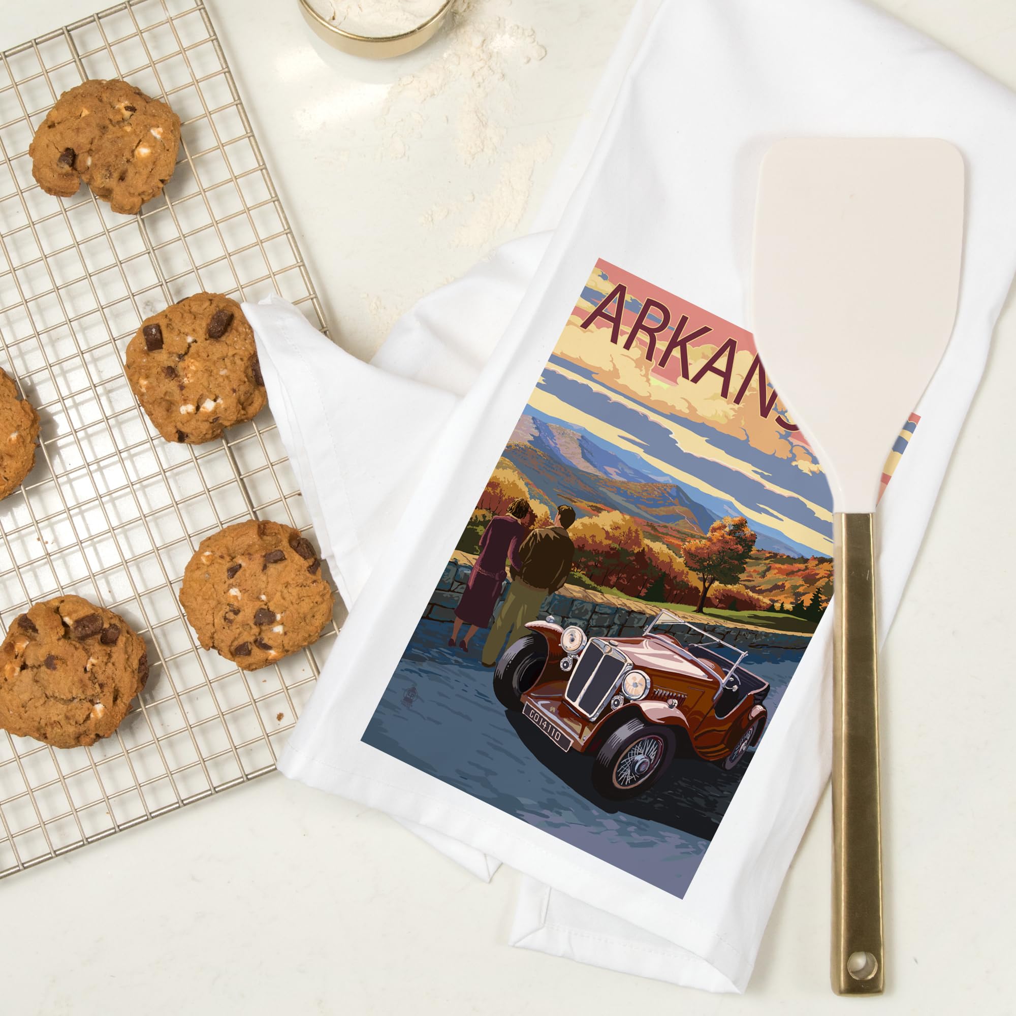 Lantern Press Arkansas Sunset Tea Towel - 100% Cotton Decorative Hand Towel for Kitchen & Home | Perfect for Drying Dishes, Gift Giving & Farmhouse Decor