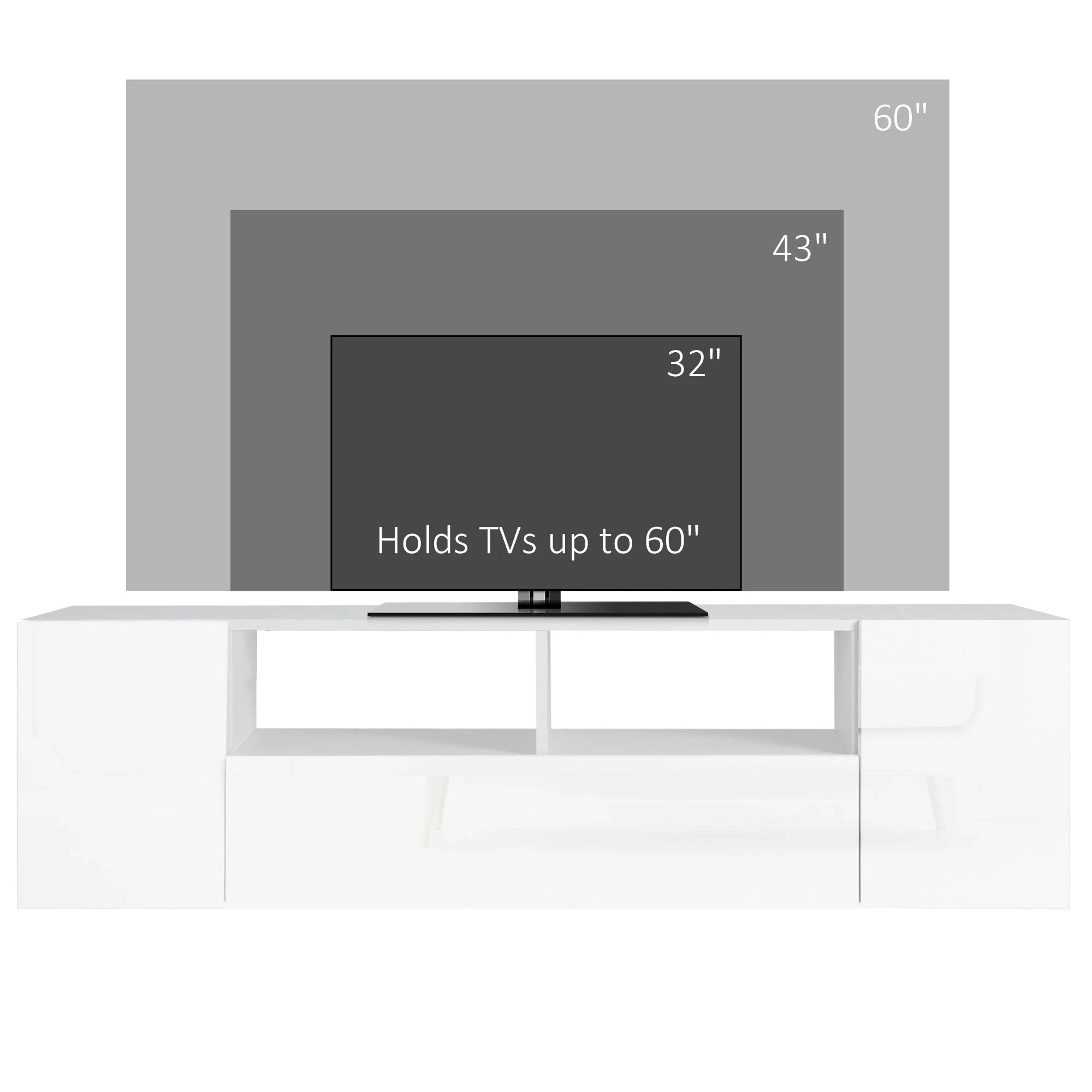 Modern TV Stand with LED Lights & Storage Shelves - 4 Color Options for Living Room, Bedroom & Home Theater Setup
