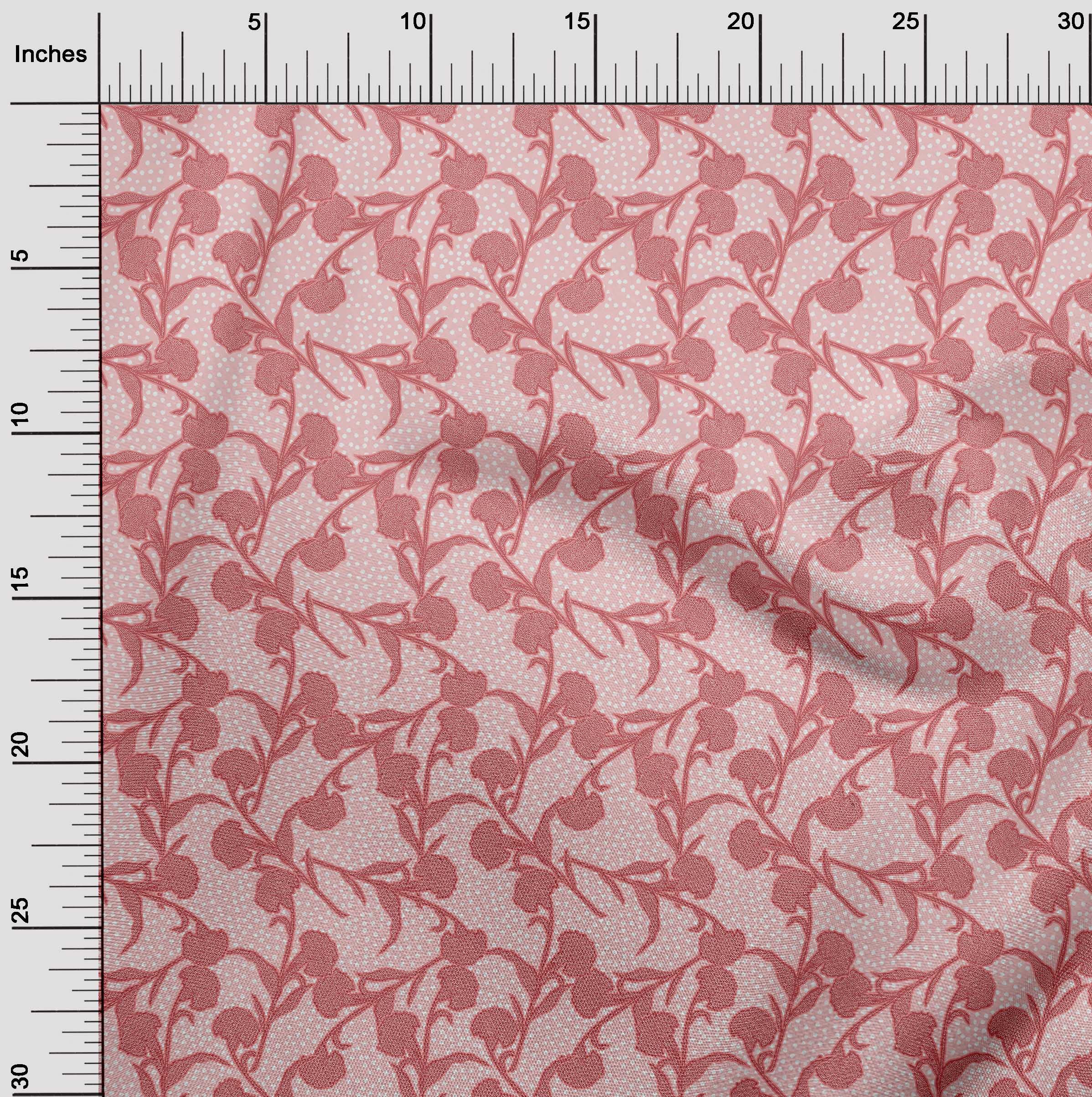 oneOone Cotton Flex Medium Pink Floral Botanical Print Fabric by The Yard - 40 Inch Wide Soft Dress Material for DIY Clothing, Home Decor & Craft Projects