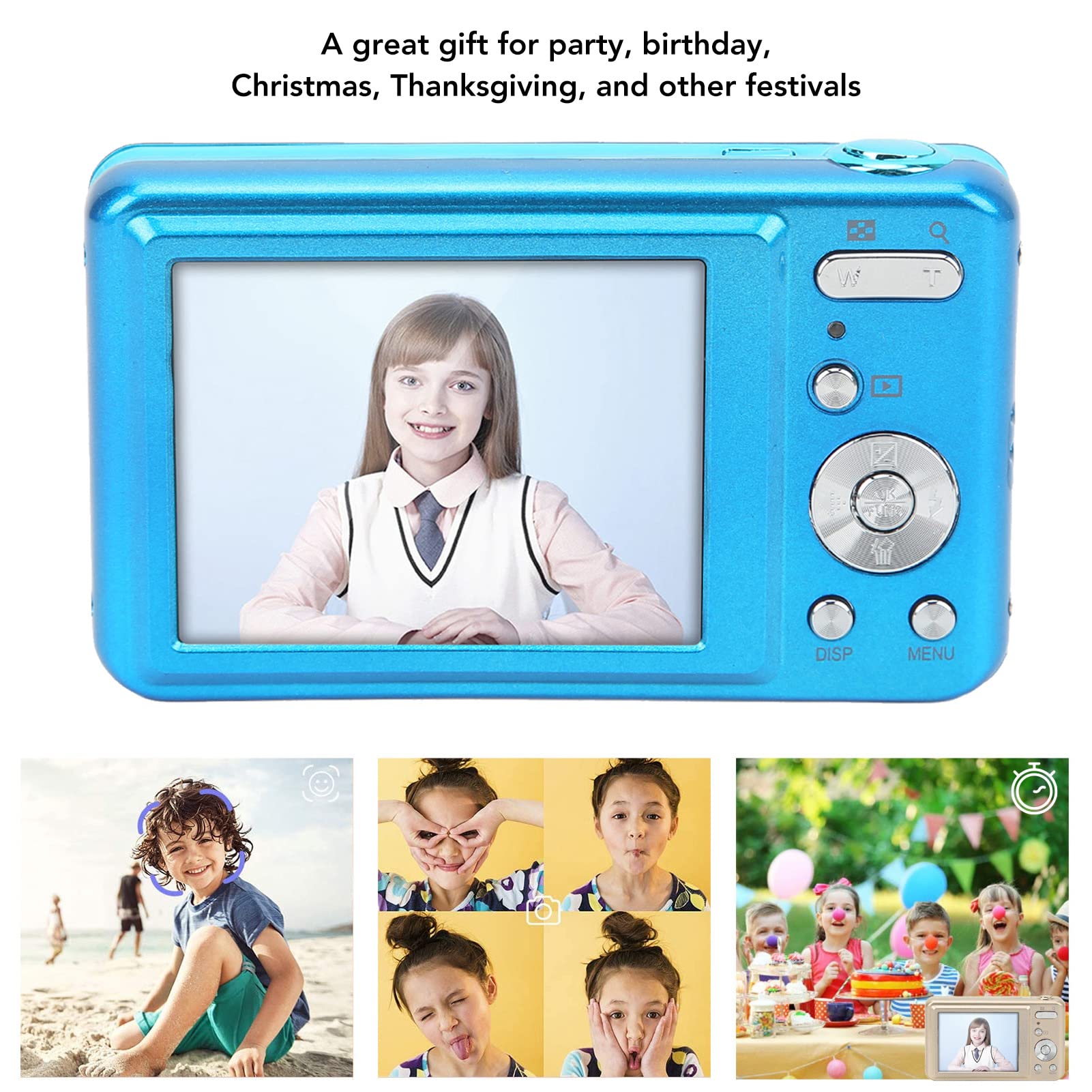 48MP HD Mini Digital Camera with 2.7in Screen & 8x Zoom - Compact Travel Camera for Kids, Beginners - Perfect for Outdoor Adventures, Birthday Gifts & Photography Learning (Blue)
