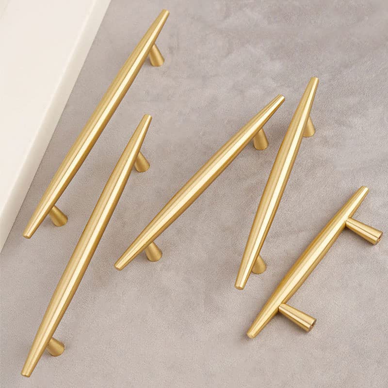 2 Pack Gold Cabinet Handles - Solid Brushed Brass Drawer Pulls - 5.7 Inch (145mm) Kitchen & Bathroom Hardware - Vintage Style Knobs for Dresser, Wardrobe & Furniture - Perfect for Home Renovation & DIY Projects