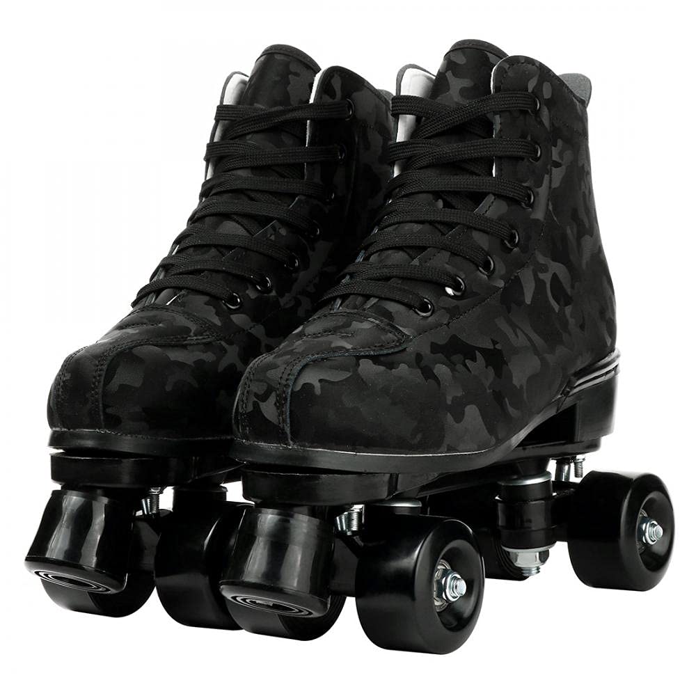 Women's Classic High-Top Roller Skates - Double-Row 4-Wheel Cowhide Leather Outdoor Skates for Youth, Boys & Girls with Shoe Bag | Perfect for Park Skating, Rink Roller Derby & Street Skating
