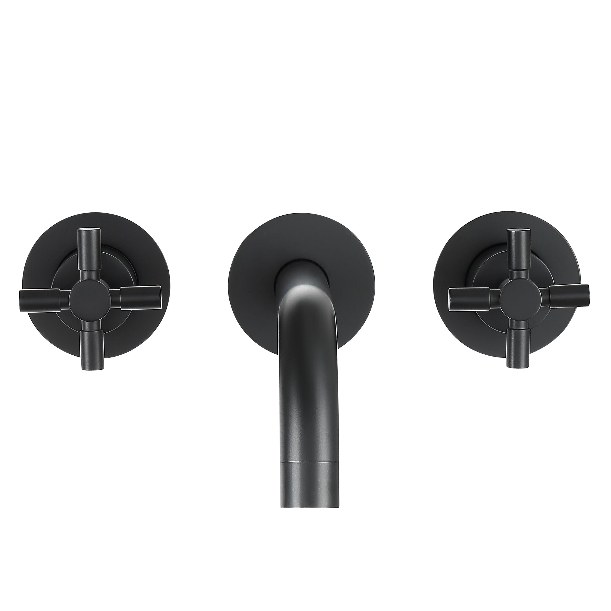 Ancona Prima Matte Black Two Handle Wall Mounted Bathroom Faucet - Modern Waterfall Spout for Bathroom Sink, Vanity, Powder Room & Guest Bath Installation