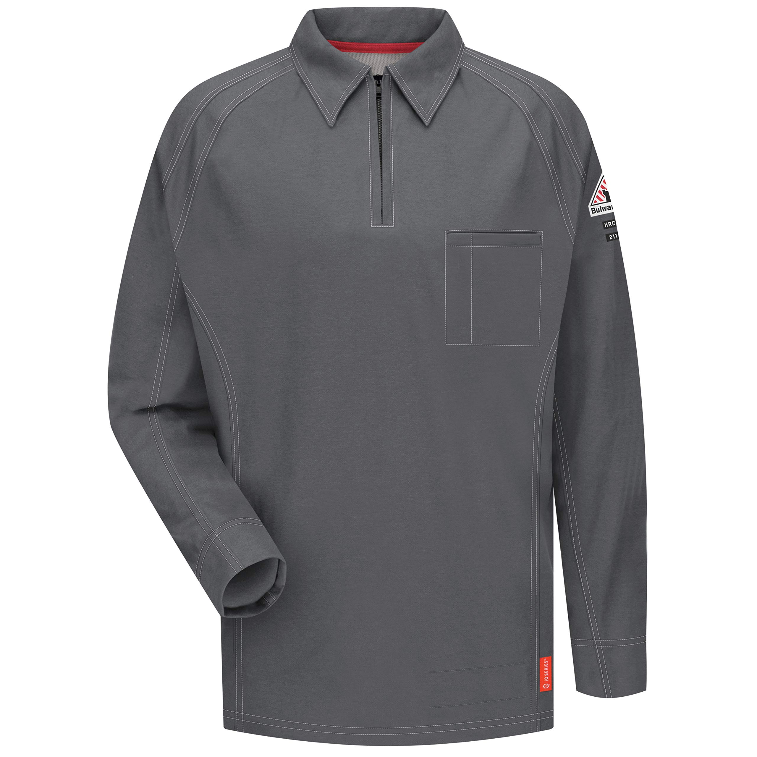 FR Men's IQ Series Long Sleeve Comfort Knit Polo Shirt - Breathable Moisture-Wicking Performance Fabric, Charcoal, X-Large - Perfect for Golf, Business Casual & Outdoor Activities