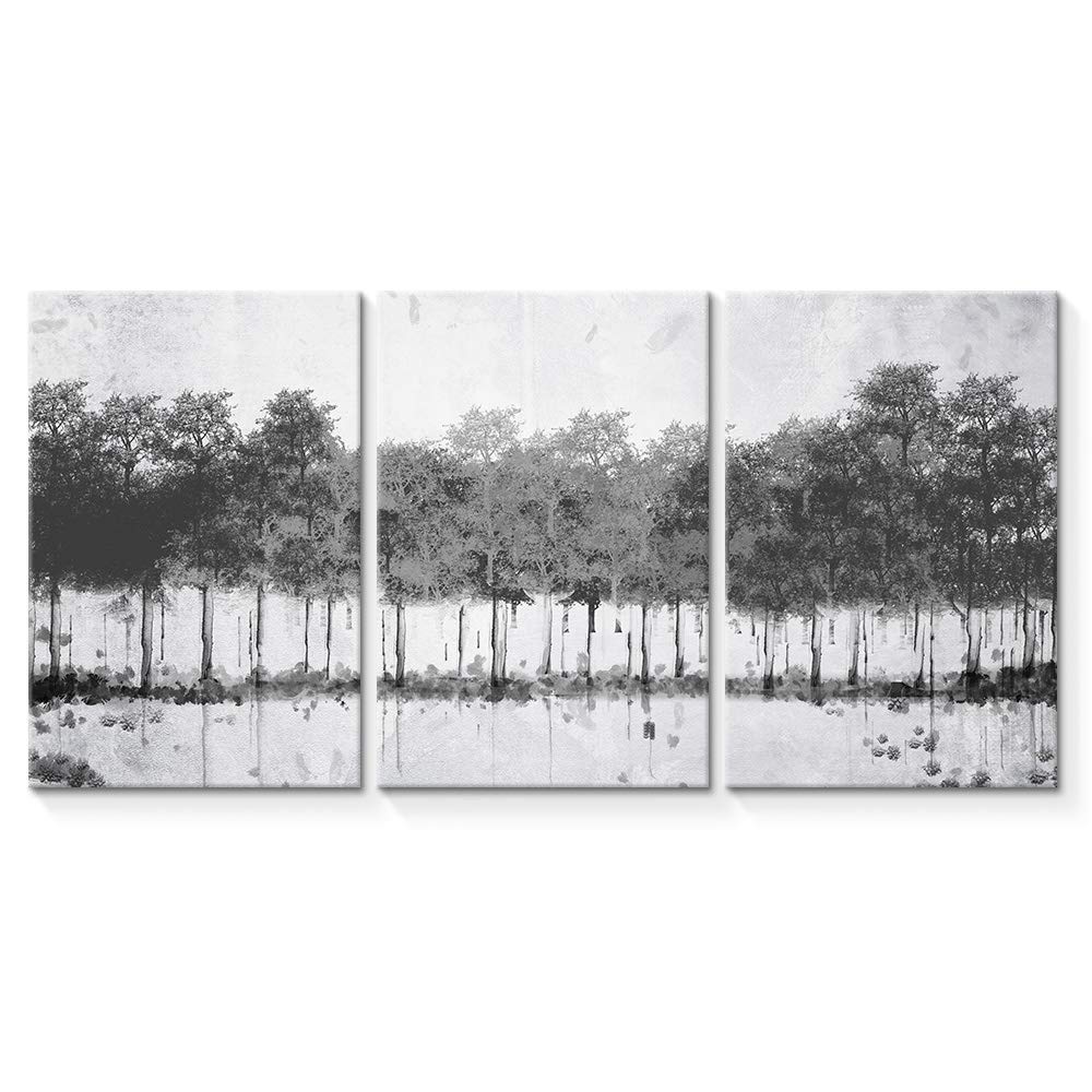 Wall26 - 3 Panel Abstract Tree Forest Oil Painting Canvas Wall Art - Giclee Print for Bedroom, Living Room & Home Decor - 24