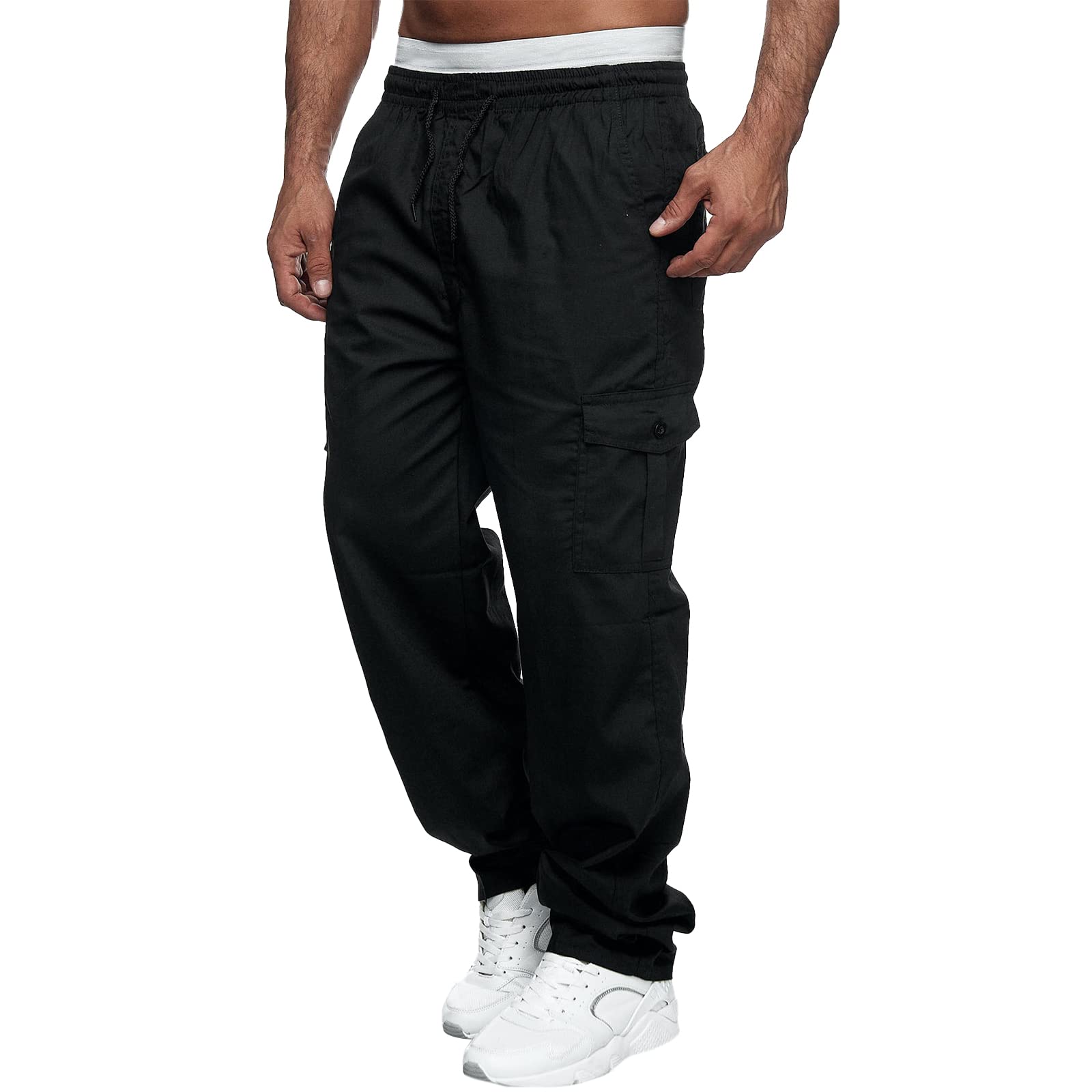 Men's Athletic Cargo Pants - Straight Fit Tactical Jogging Pants for Outdoor Activities, Hiking, Fishing & Casual Wear - Lightweight Comfortable Workout Trousers