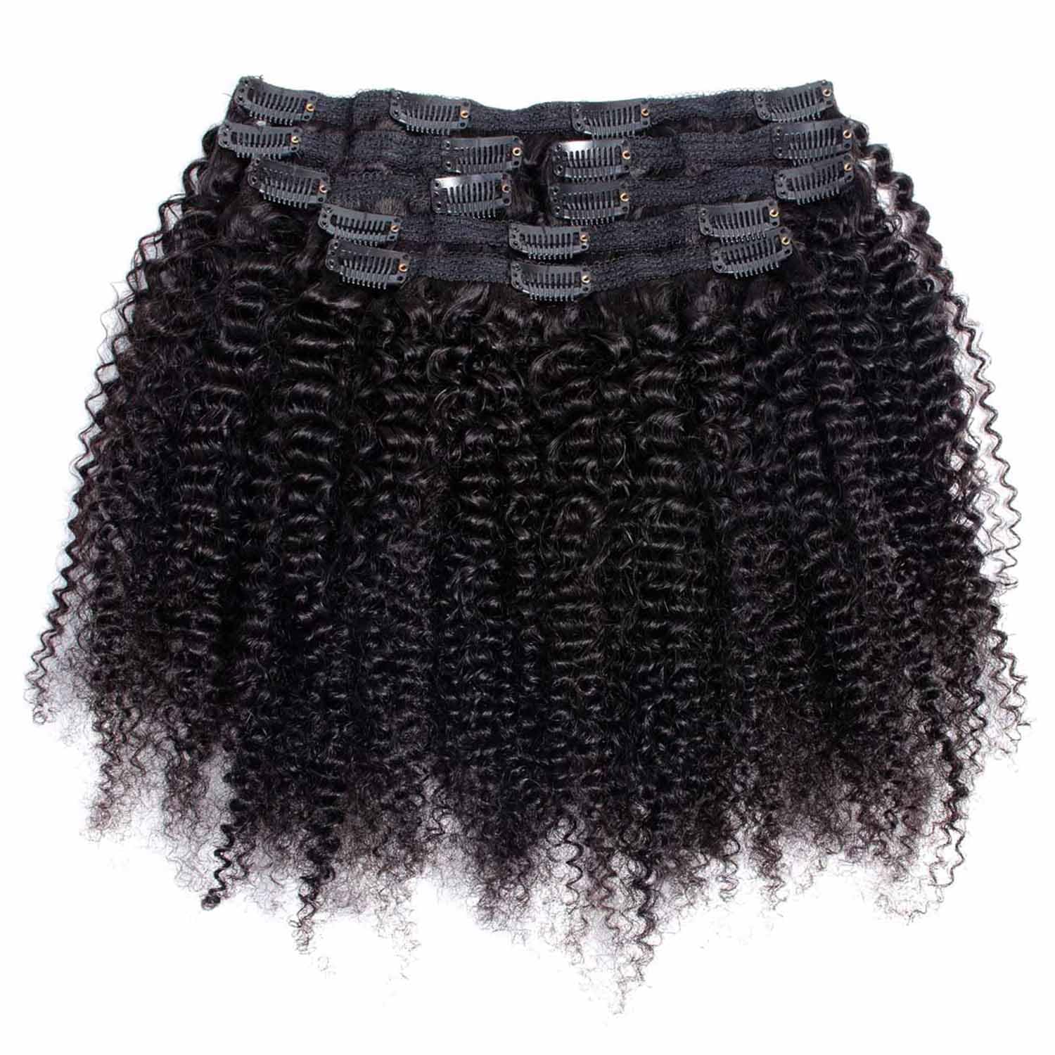 Afro Kinky Curly Clip-in Hair Extensions 10 Inch - 7Pcs Real Human Hair with 18 Clips (120g/set) for Black Women | Brazilian Virgin Hair | Natural Black Color | Perfect for Daily Wear, Parties & Special Occasions