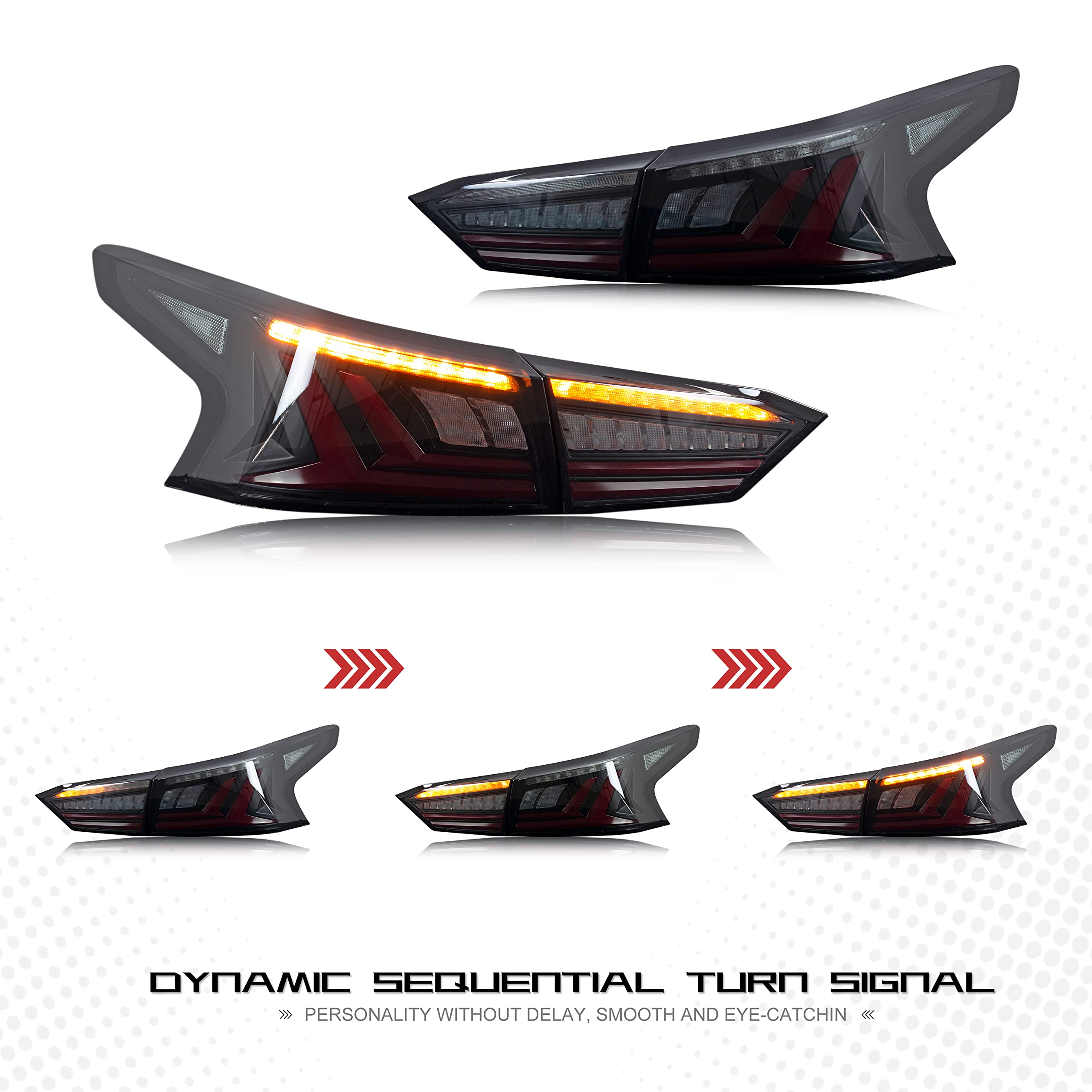 INGINUITY TIME LED Smoked Tail Lights for Nissan Altima 2019-2023 - Sequential Turn Signals with Start-Up Animation - Rear Lamp Assembly Accessory - Perfect for Night Driving & Car Customization