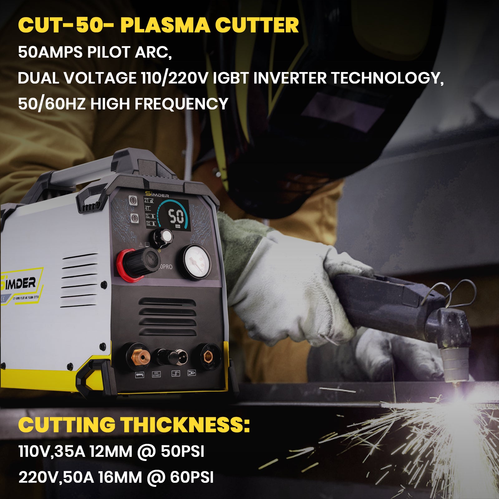 SSIMDER CUT 50 PRO 50Amp Pilot Arc Plasma Cutter - Australia - Professional Metal Cutting Tool for DIY, Automotive Repair & Metal Fabrication