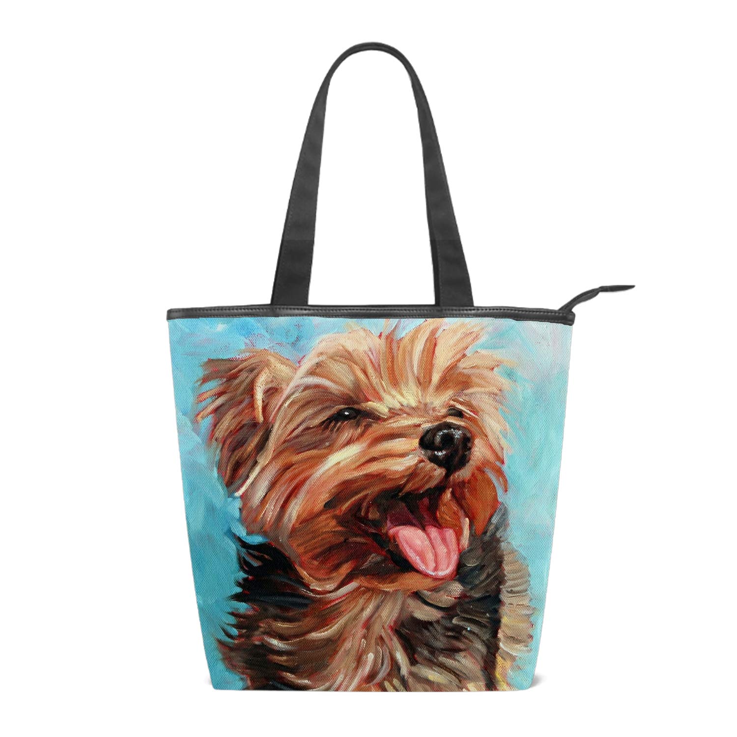 Yorkie Tote Bag for Women - Cute Dog Mom Canvas Purse with Zipper - Perfect Yorkie Gifts for Dog Lovers, Pet Owners & Yorkie Moms - Great for Shopping, Work, Travel & Daily Use