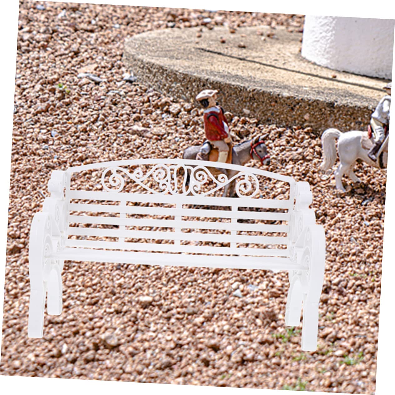Jojofuny Dollhouse Mini Bench 2pcs - White Miniature Bench Models for Garden & Home Decor - Perfect for Dollhouses, Fairy Gardens, and DIY Miniature Scenes