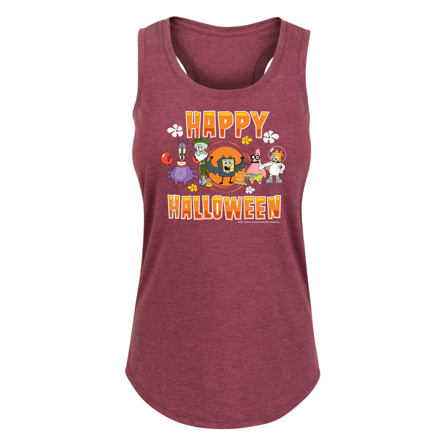 Spongebob Squarepants Happy Halloween Women's Racerback Tank Top - Soft Breathable Workout Top - Funny Cartoon Graphic Tee for Halloween Parties & Cosplay