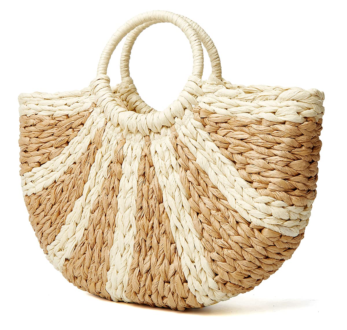 Large Straw Beach Tote Bag for Women - Handwoven Boho Summer Purse with Pom Poms | Perfect for Beach Vacations, Pool Parties & Summer Outings