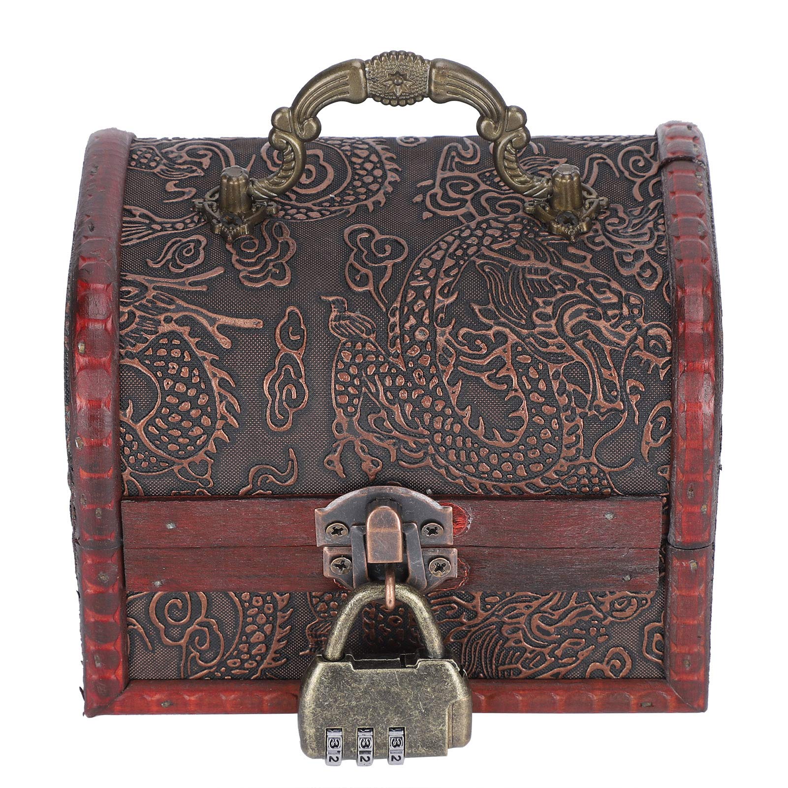 Vintage Wooden Jewelry Box with Lock - Antique Retro Earring Necklace Organizer Case for Women, Photography Props & Home Decor Storage Solution - Perfect for Travel, Gifts & Vanity Display