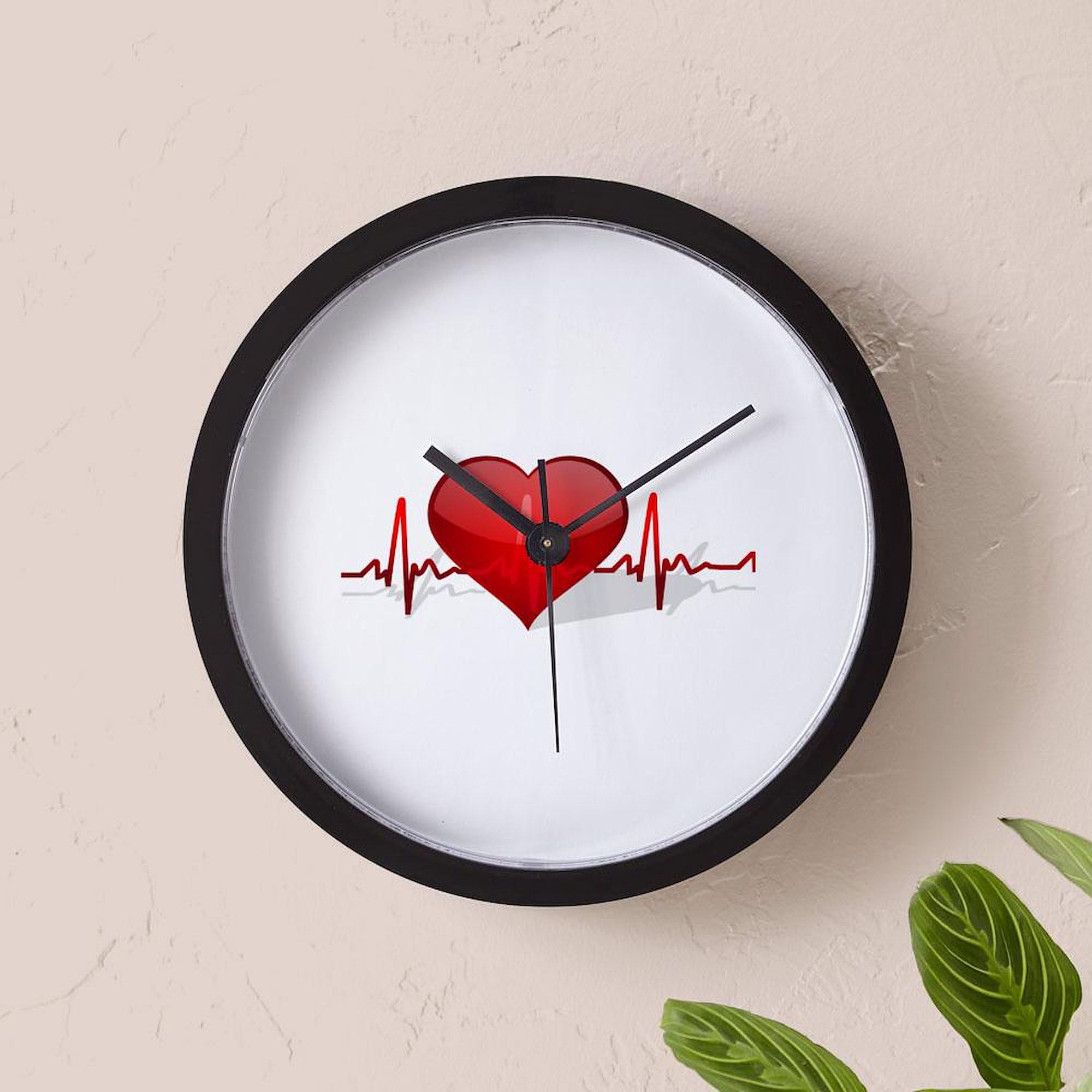 Heartbeat Design 10 Inch Wall Clock - Silent Non-Ticking for Living Room, Kitchen, Office Decor | Perfect for Home, Workplace & Gift Giving