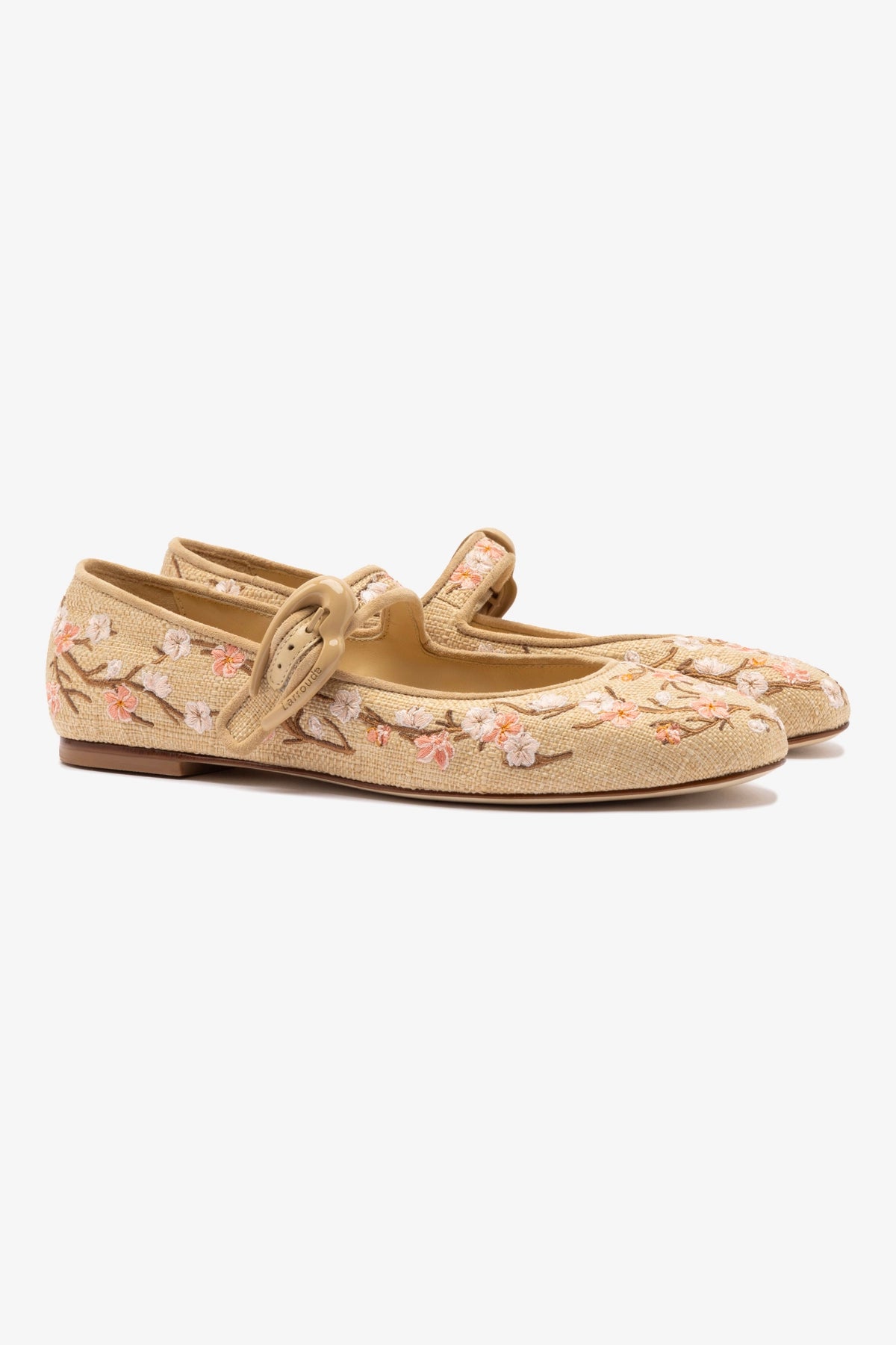 Verona Ballet Flats for Women - Beige Sakura Printed Raffia Shoes | Comfortable & Stylish for Casual Wear, Office, and Spring Outfits