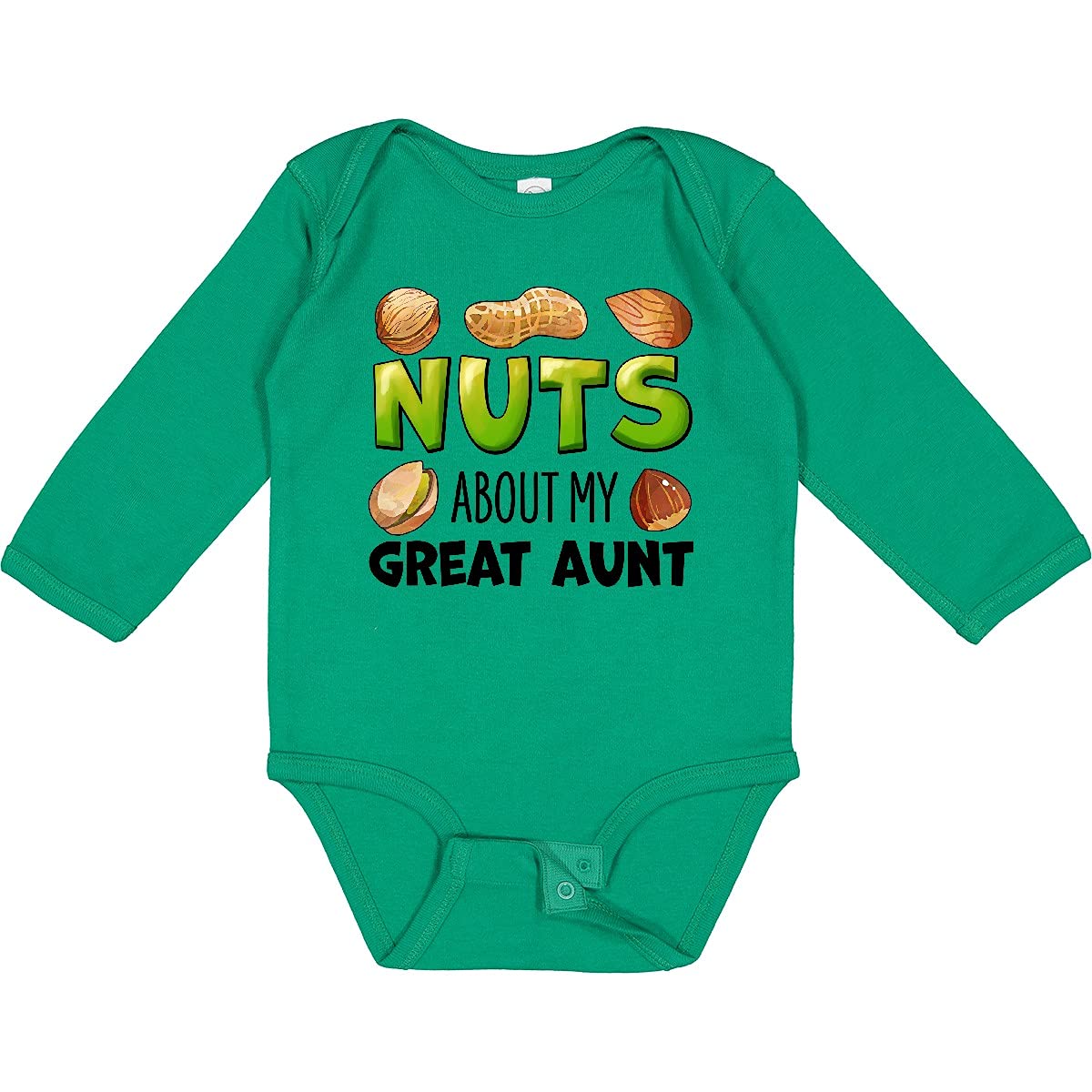 Inktastic Nuts About My Great Aunt Peanut Almond Pistachio Long Sleeve Baby Bodysuit - Cute Outfit for Family Photos & Holiday Gatherings