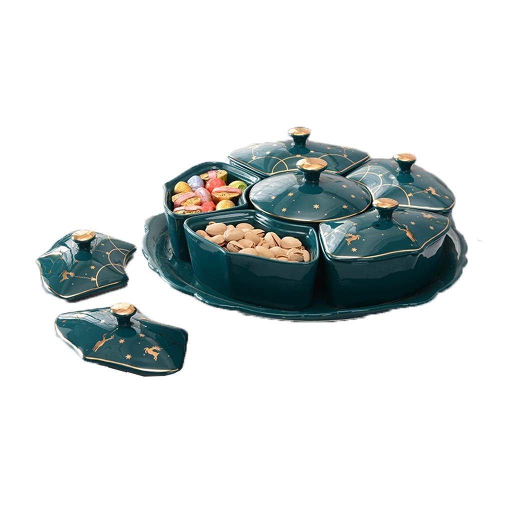 Nut Serving Platter Set - 4-Piece Nut Bowls with Lids for Parties, Snacks & Candy | Divided Serving Dishes for Tapas, Nuts, Fruits & Appetizers | Perfect for Entertaining, Holiday Gatherings & Home Decor