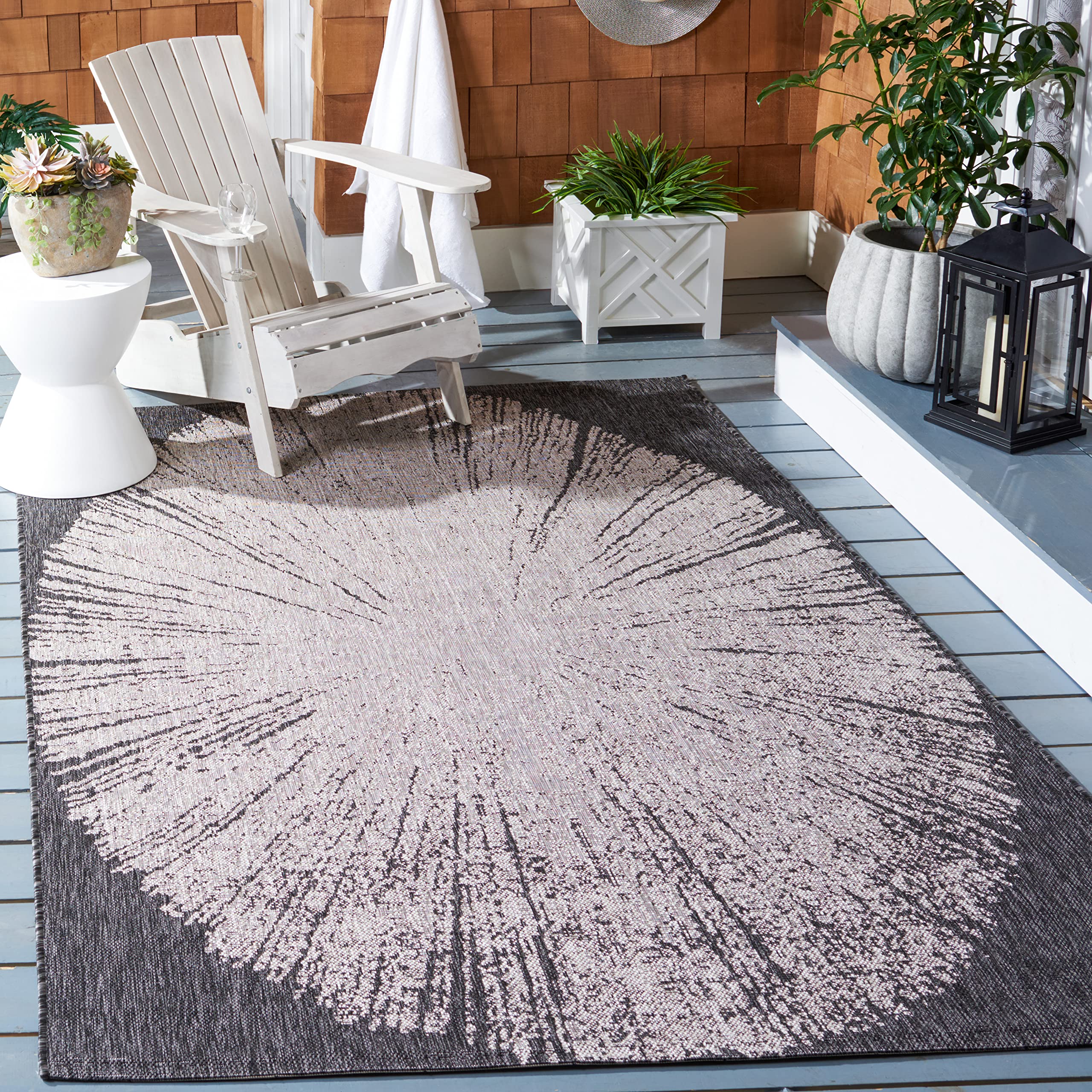 SAFAVIEH Courtyard Collection 9' x 12' Beige & Black Area Rug - Non-Shedding, Easy Care, Washable Indoor/Outdoor Rug for Living Room, Bedroom, Patio, Backyard & Mudroom (CY8893-36621)