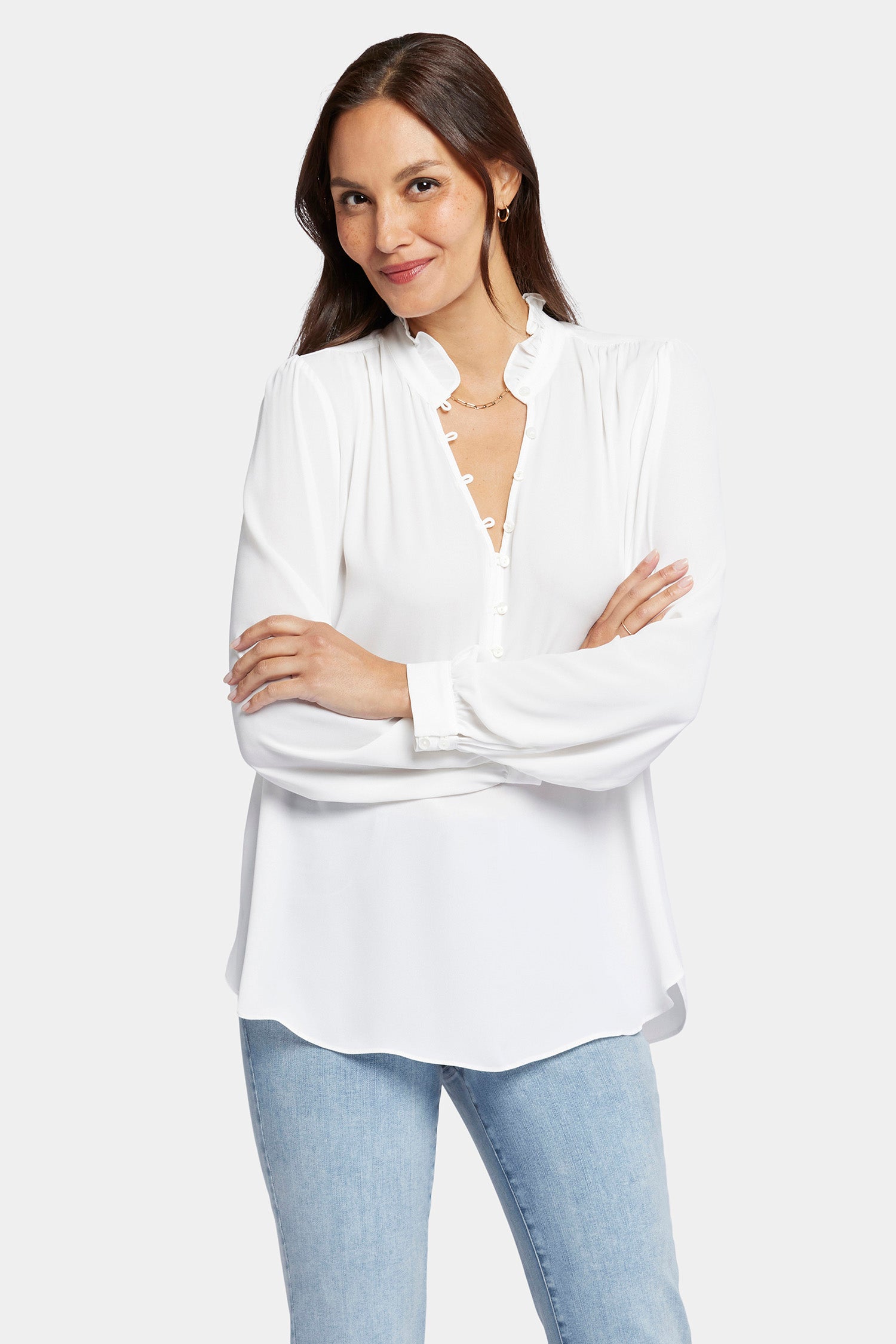 Hannah Blouse Women's Fashion Top in Optic White - Perfect for Office Wear, Casual Outfits & Special Occasions