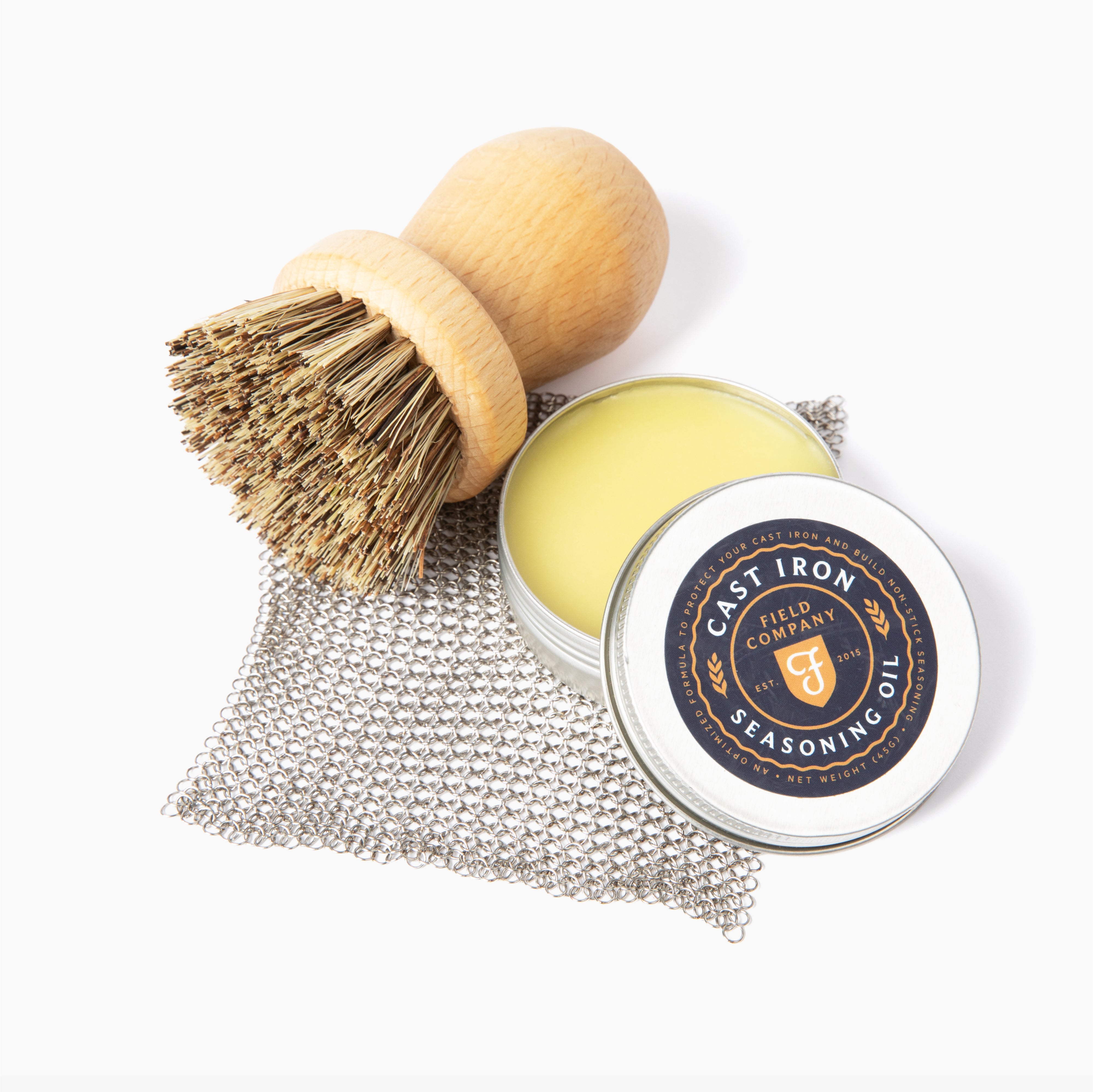 Premium Cast Iron Skillet Care Kit – Seasoning Oil, Scraper & Brush for Cleaning & Maintenance – Perfect for Cast Iron Pans, Dutch Ovens & Griddles – Ideal for Camping, Outdoor Cooking & Home Kitchen Use