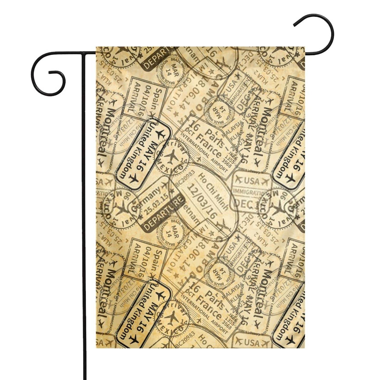 St. Patrick's Day Garden Flag 12x18 Inches - Vintage Old Paper Black Travel Visa Design, Double Sided Vertical Holiday Decoration for Farmhouse, Yard, Porch & Outdoor Decor | Perfect for Spring Welcome & Irish-Themed Home Decor