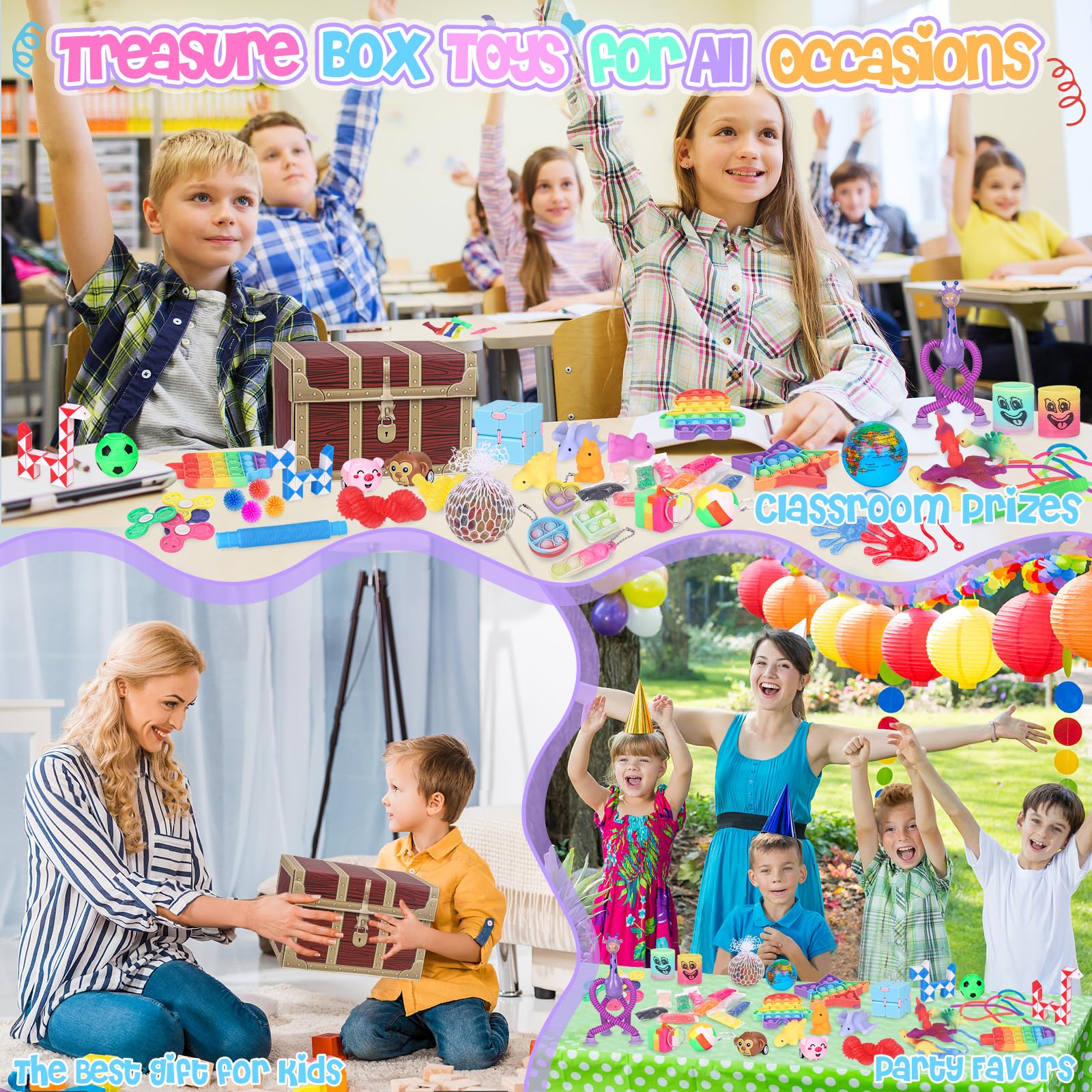 68 Pack Fidget Toys for Kids - Sensory Stress Relief Toys, Classroom Prizes, Treasure Box & Carnival Party Favors - Pinata Fillers & Goodie Bag Stuffers for Boys Girls Ages 3-8 (Great for ADHD, Anxiety Relief & Focus Improvement)