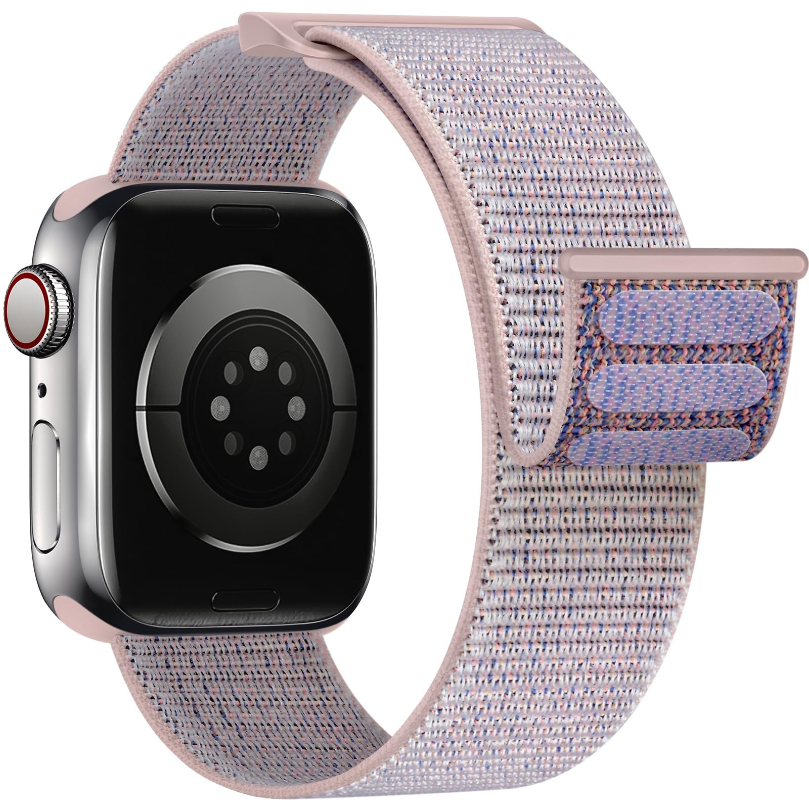 Yoohoo Soft Nylon Replacement Watch Band Compatible with Apple Watch 38mm 40mm 41mm 42mm (Series 10/9/8/7/6/5/4/3/2/1/SE) - Adjustable Sport Strap for Women & Men - Pale Red - Perfect for Gym, Running & Everyday Wear