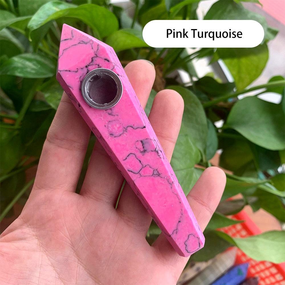 Natural Crystal Pipe with Metal Filter - Rose Quartz Healing Wand for Meditation, Relaxation & Energy Cleansing | Perfect for Reiki, Yoga & Spiritual Practices