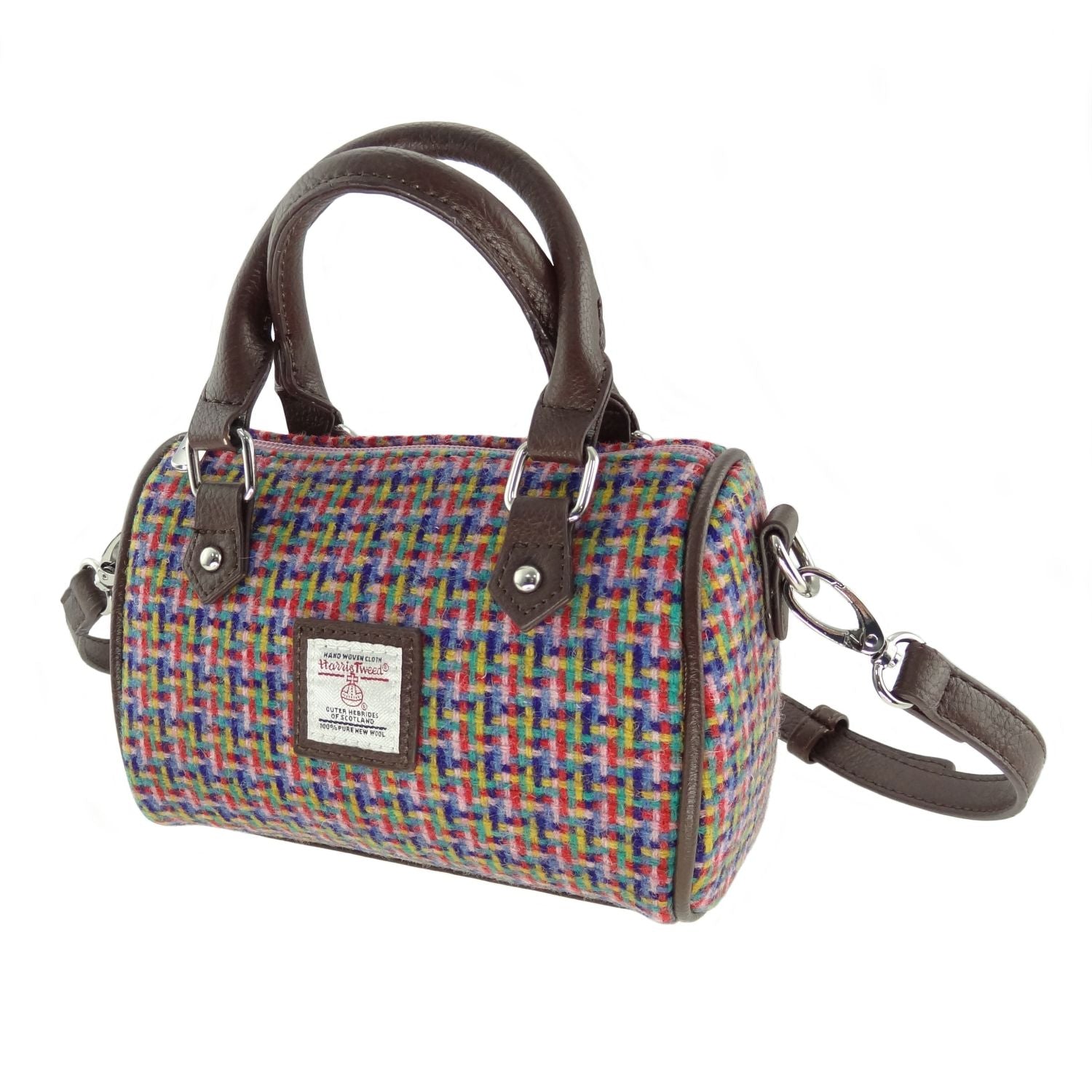 Harris Tweed Mini Bowling Handbag for Women - Vintage Style Crossbody Purse with Adjustable Strap (11 Color Options) | Perfect for Work, Travel & Everyday Use