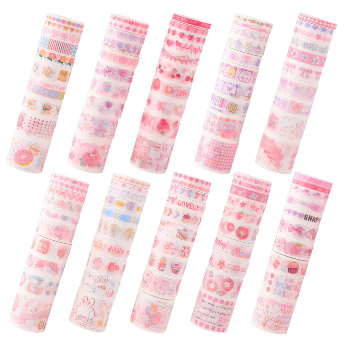 STOBOK 100 Rolls Decorative Washi Tape Set - Colorful DIY Scrapbook Adhesive Tapes for Journaling, Notebook Decoration, Gift Wrapping & Craft Projects - Perfect for Scrapbooking, Bullet Journals, Card Making and Home Decor