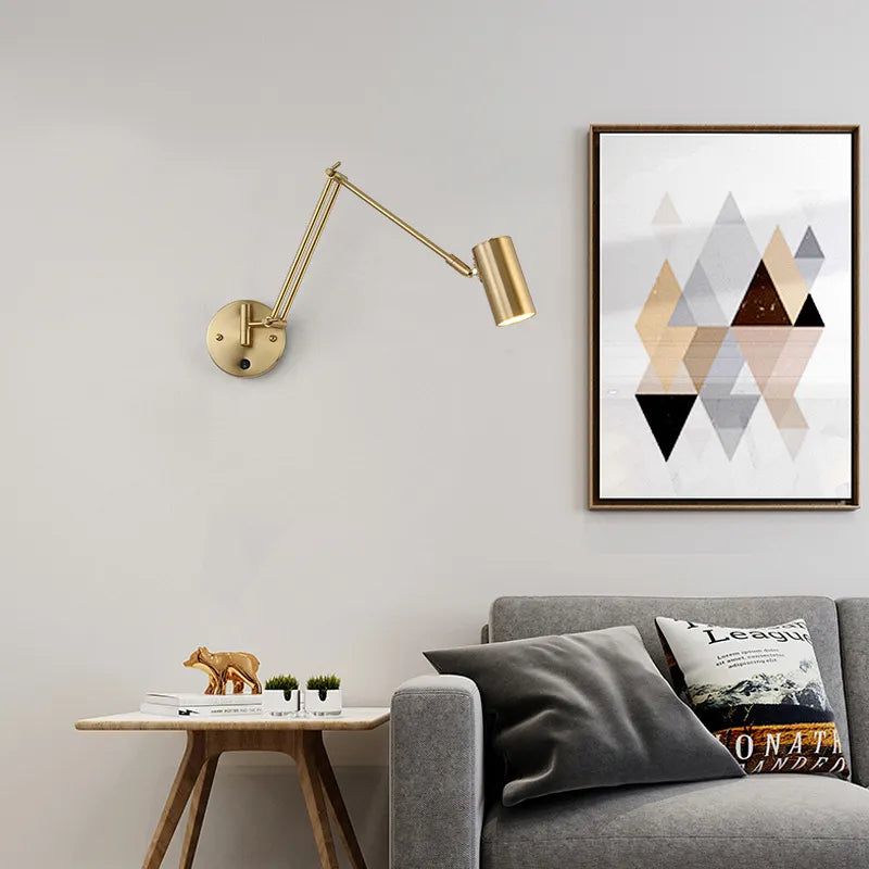 Long Arm Swing Wall Lamp with Internal Touch Sensor - Modern Dimmable LED Light for Bedroom, Living Room, and Hallway
