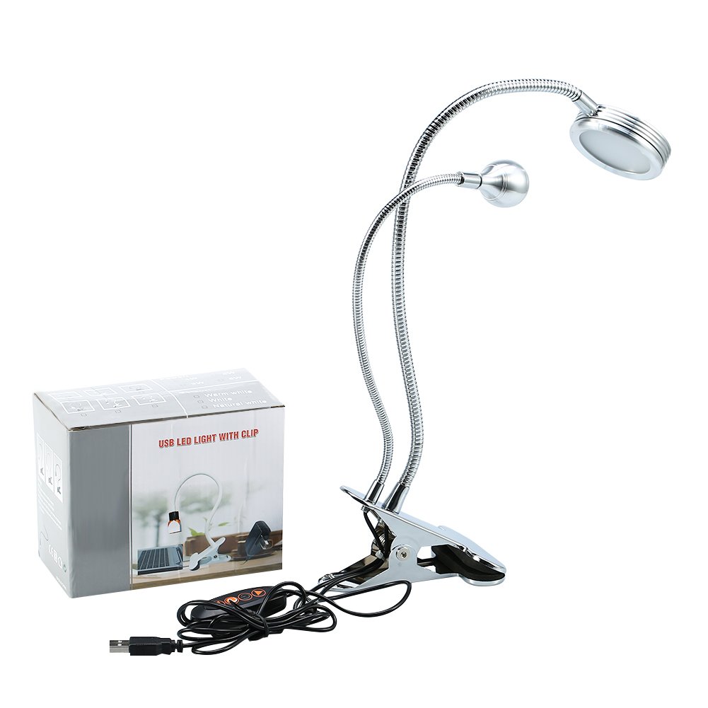 Jarchii 2-in-1 USB LED Light with Clip - Adjustable Portable Eyelash Extension & Nail Art Lamp for Makeup, Tattoo, Manicure, Mobile Repair & Studying - Perfect for Home, Salon & Professional Use