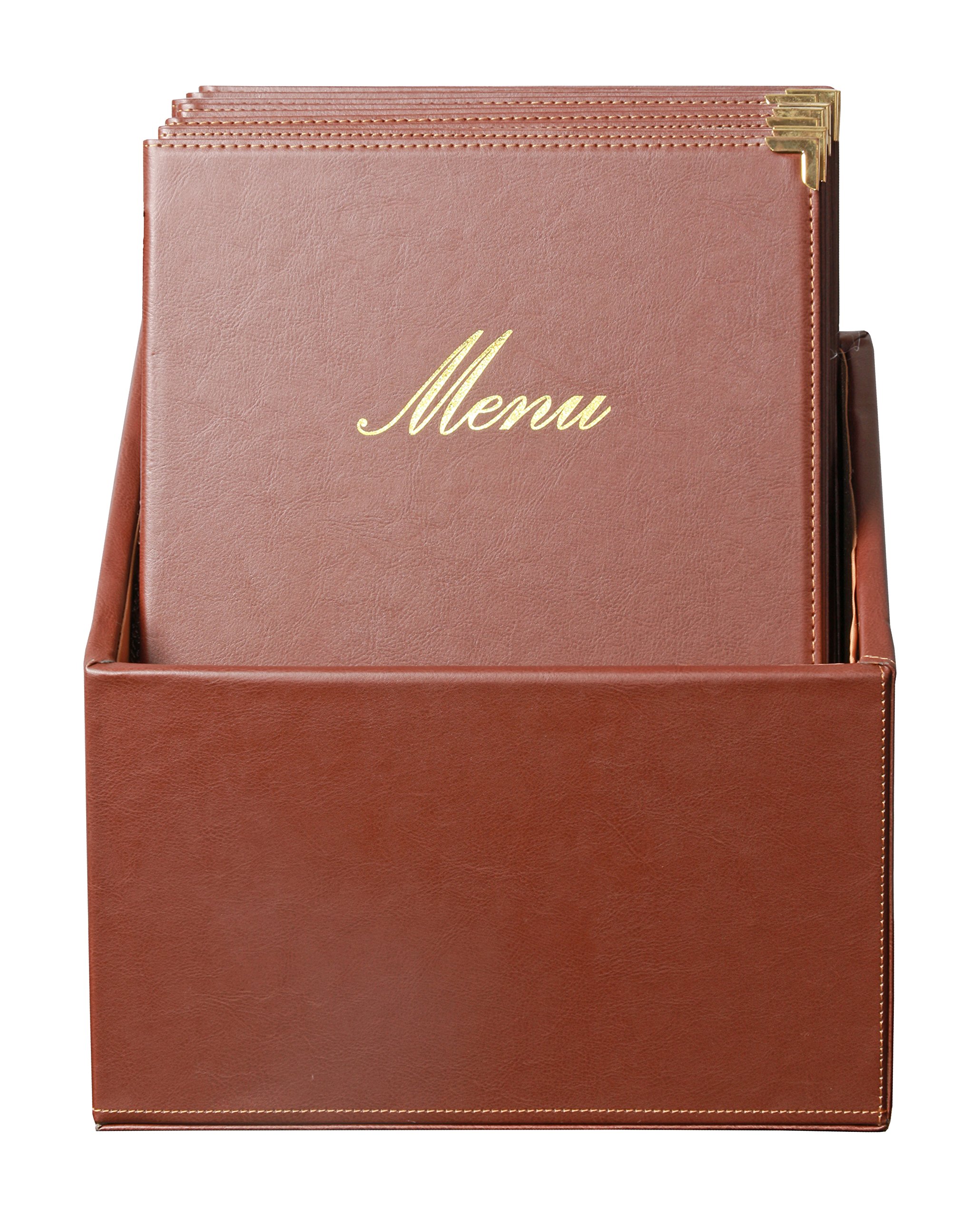 Classic Brown A4 Menu Box with 20 Menu Cards & Double Insert - Perfect for Restaurants, Cafes, and Catering Businesses