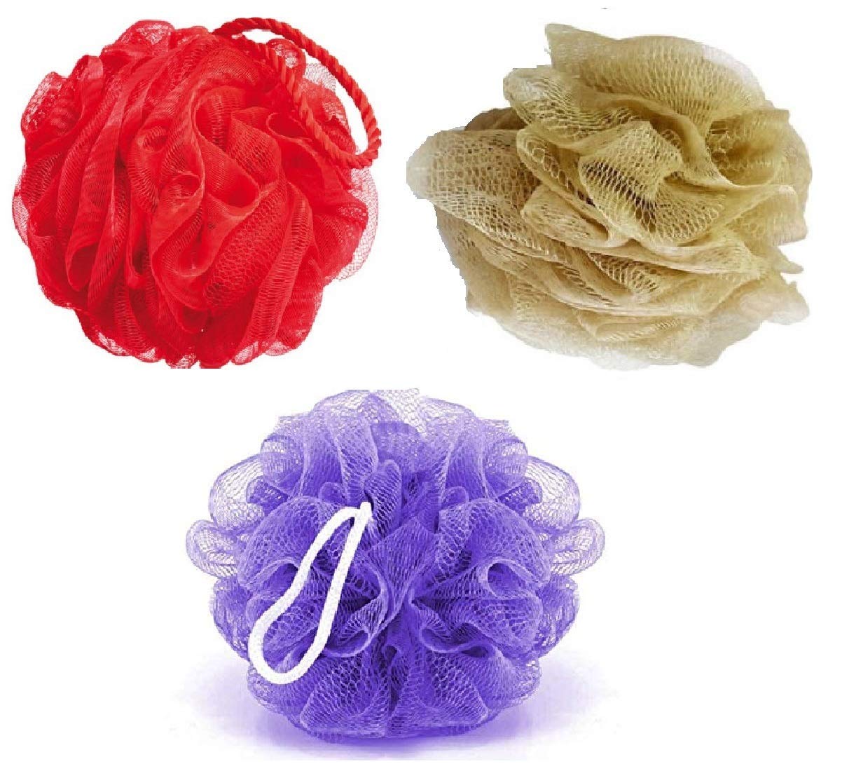 Dhiya Fashions & Supplies - Set of 3 Natural Loofah Sponges for Exfoliating & Cleansing | Body Scrubber for Shower, Bath & Spa | Eco-Friendly Skin Care Accessories