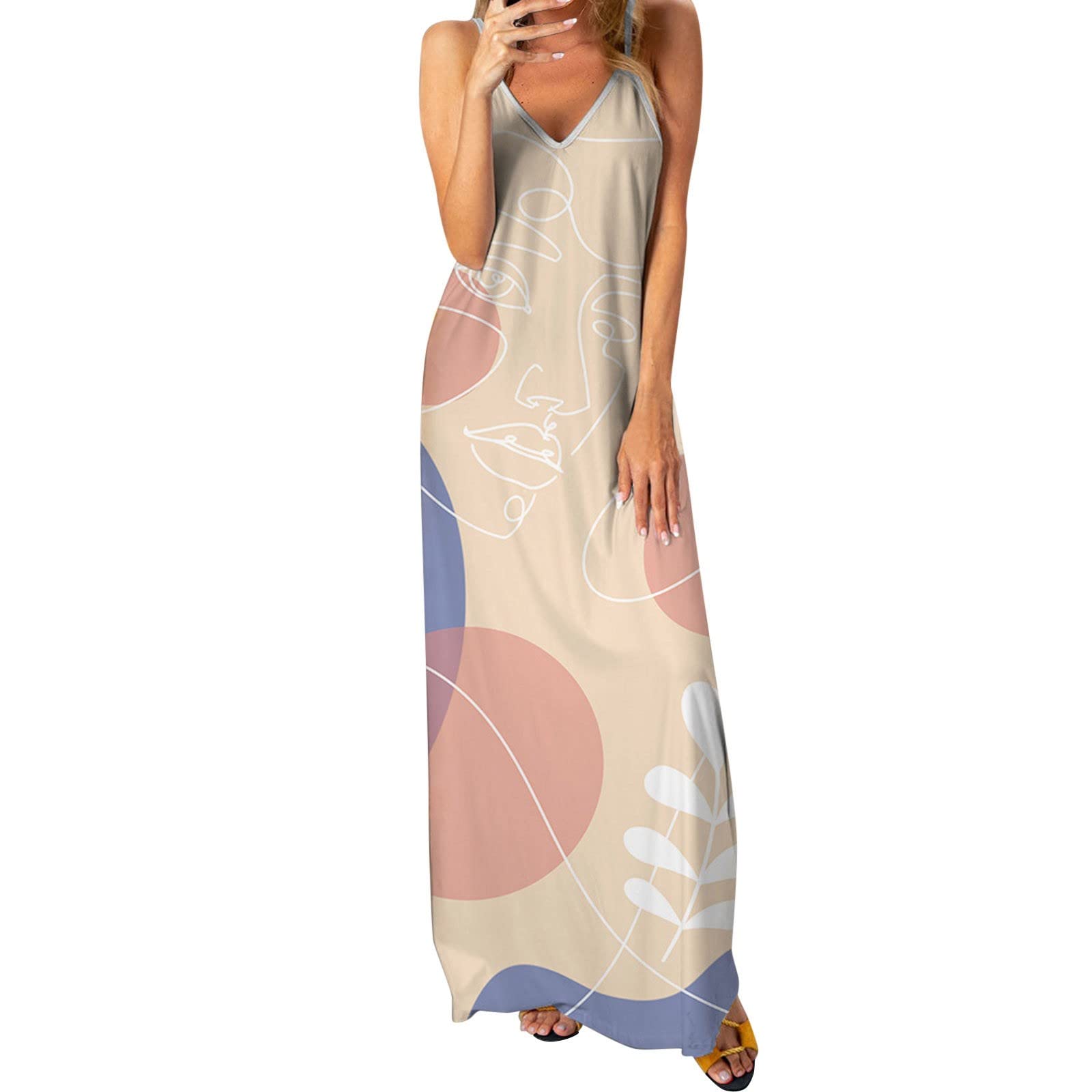 Plus Size Floral Print Maxi Dress for Women - Vintage Bohemian V Neck Sleeveless Loose Summer Dress | Perfect for Beach Vacation, Music Festival & Boho Chic Outfits