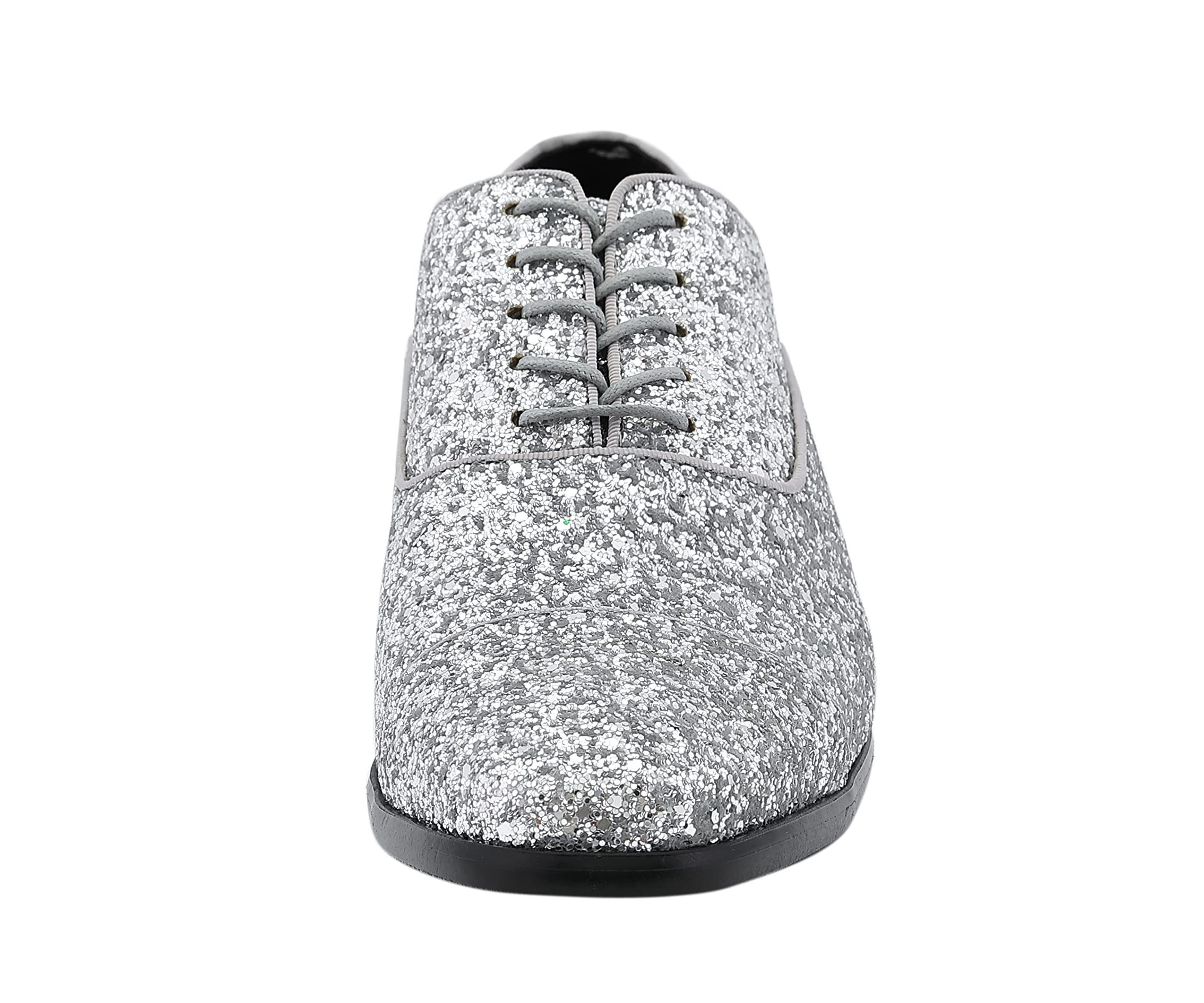 Sparkly Glitter Encrusted Men's Dress Loafers - Formal Tuxedo Slip-On Shoes for Weddings & Parties (Size Tip: Runs Large, Order 1/2 Size Down) - Perfect for Black Tie Events, Prom & Evening Occasions