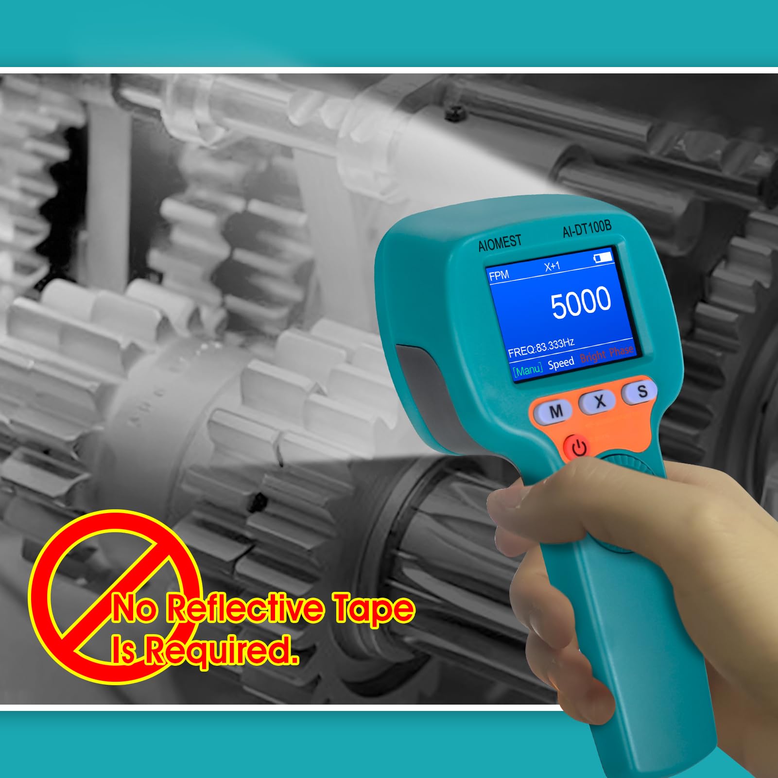 Digital LED Stroboscope - High Brightness 1500LUX, Non-Contact Tachometer for RPM/Hz Measurement (60-999,999), Adjustable Strobe Light & Rechargeable Speed Tester | Perfect for HVAC Systems, Motor Engines, Industrial Equipment & Automotive Diagnostics