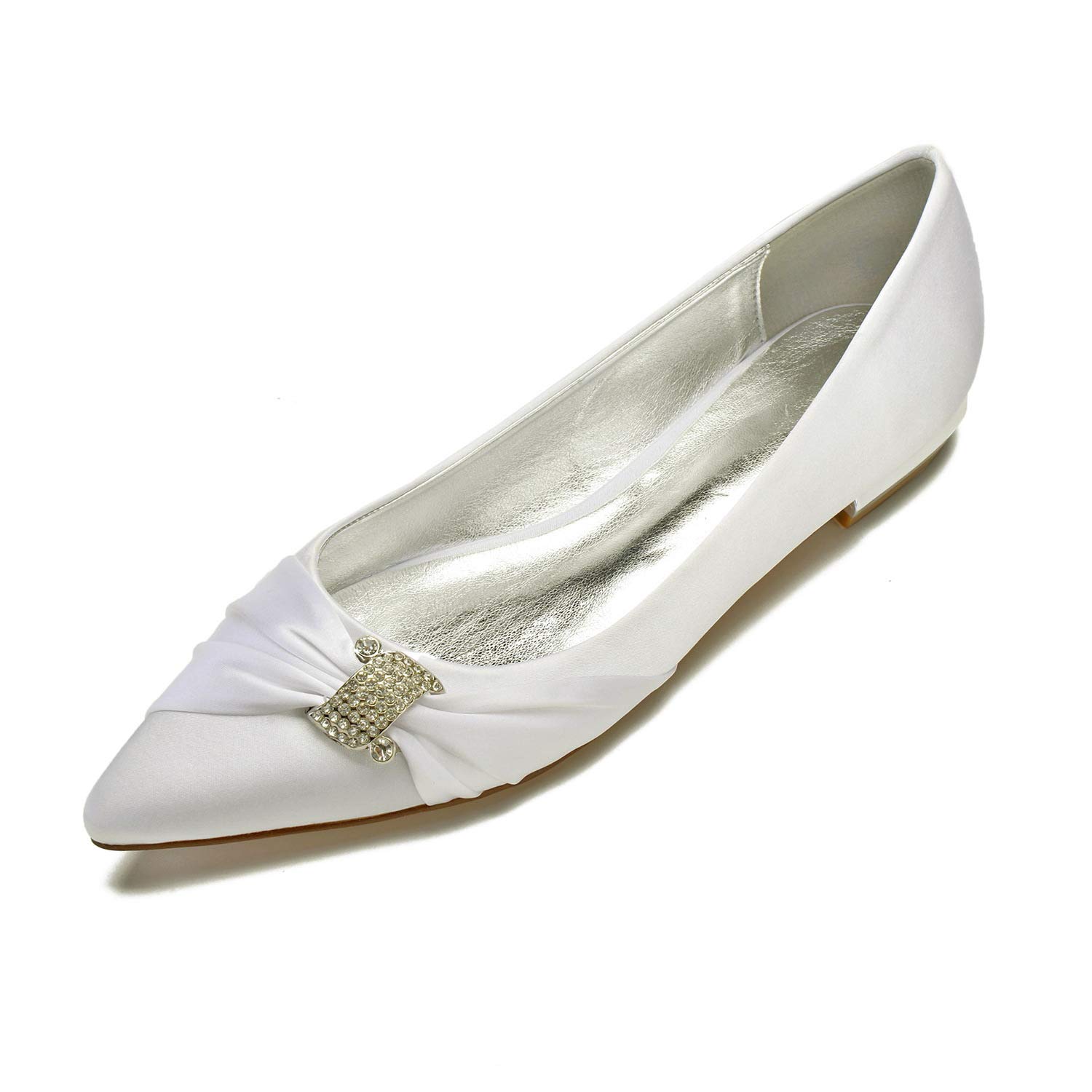 Elegant Women's Satin Wedding Flats - Pointed Toe Slip-On Formal Shoes for Prom, Evening Party & Dress Occasions | Comfortable Bridal Shoes for Wedding, Reception & Special Events