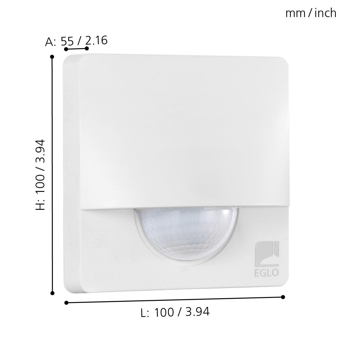 Eglo Detect Me 3 IP44 White Square PIR Motion Sensor Light - Outdoor Security Lighting for Porch, Garage & Garden Areas