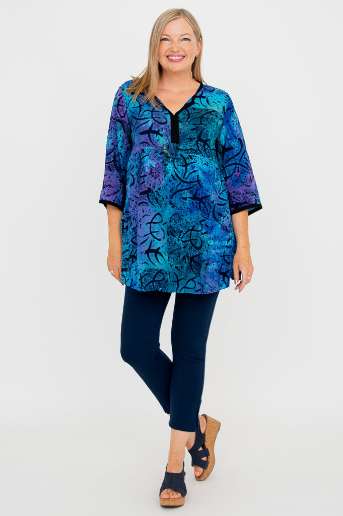 Stylish Kary Blouse in Aqua Batik Print - Perfect for Casual Outings, Office Wear & Summer Fashion