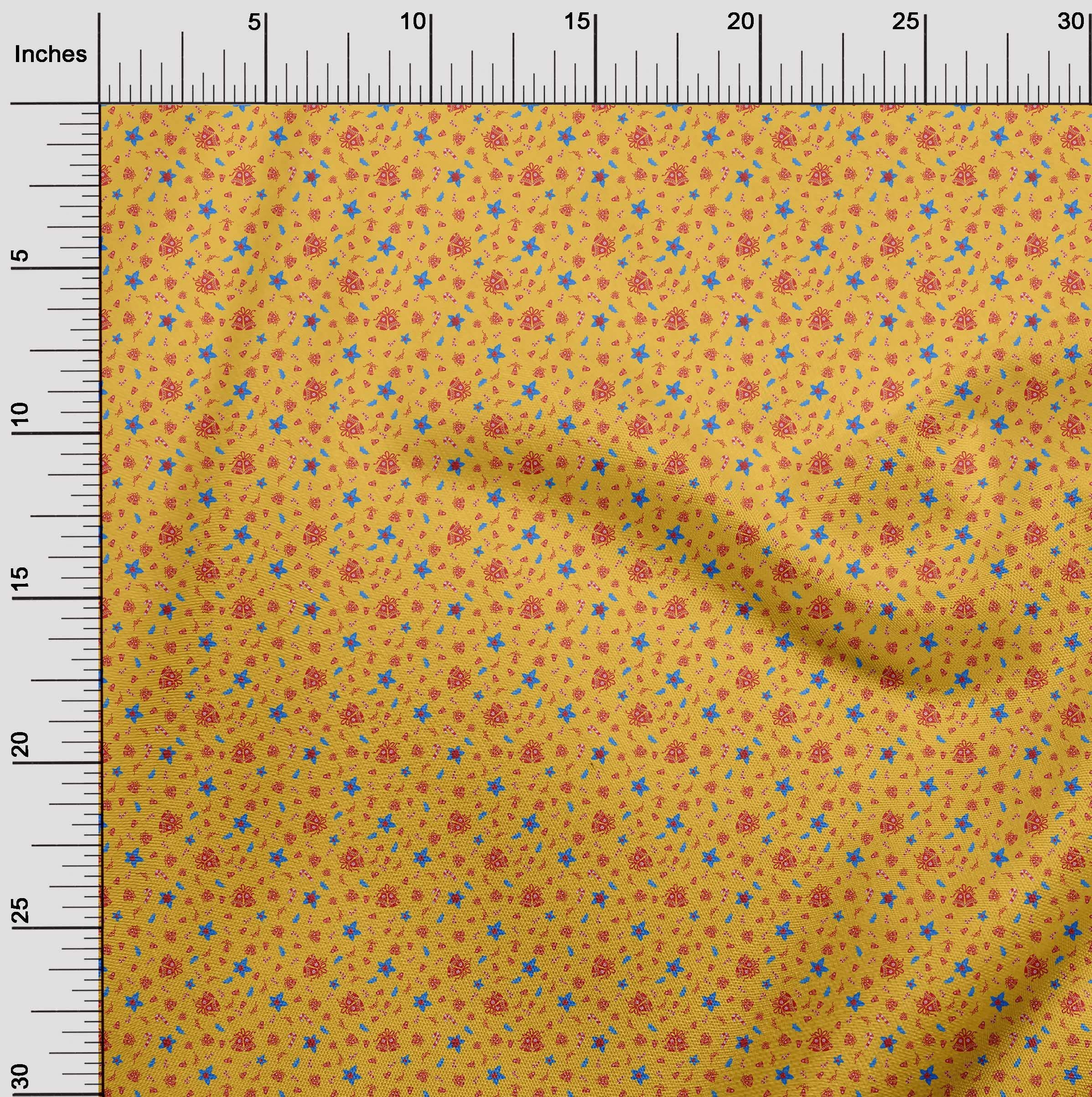 oneOone Velvet Yellow Fabric for Christmas Sewing - 58 Inch Wide Printed DIY Clothing Material by The Yard | Perfect for Holiday Crafts, Costumes & Home Decor