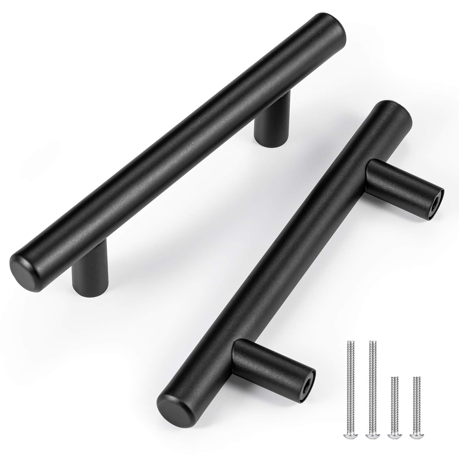 30 Pack 5 Inch Stainless Steel Cabinet Pulls - Matte Black Kitchen Drawer Handles with 3