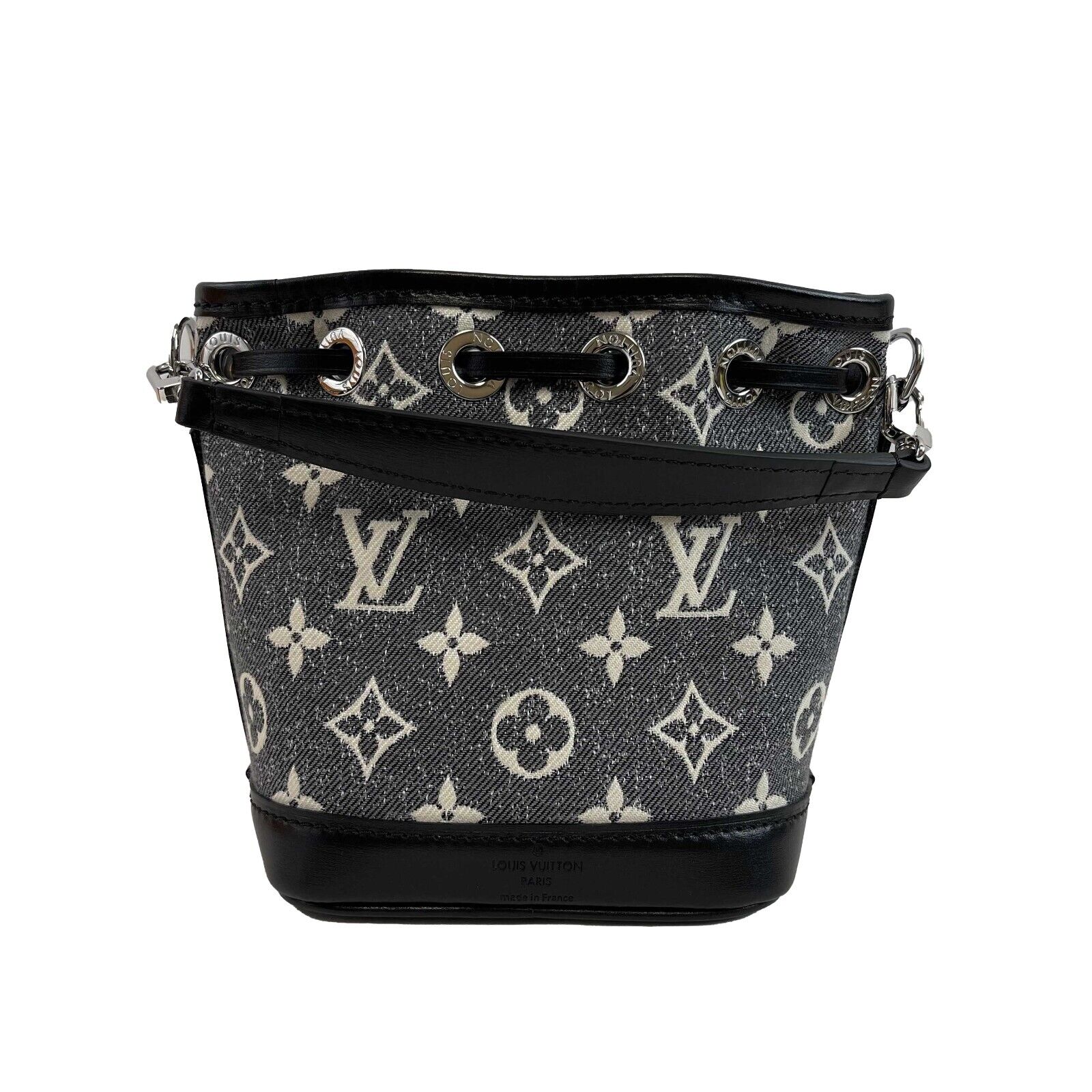 Authentic Louis Vuitton Monogram Jacquard Denim Nano Noe Crossbody Bag - Gray & Black Luxury Handbag | Perfect for Casual Outings, Date Nights & Travel Accessories