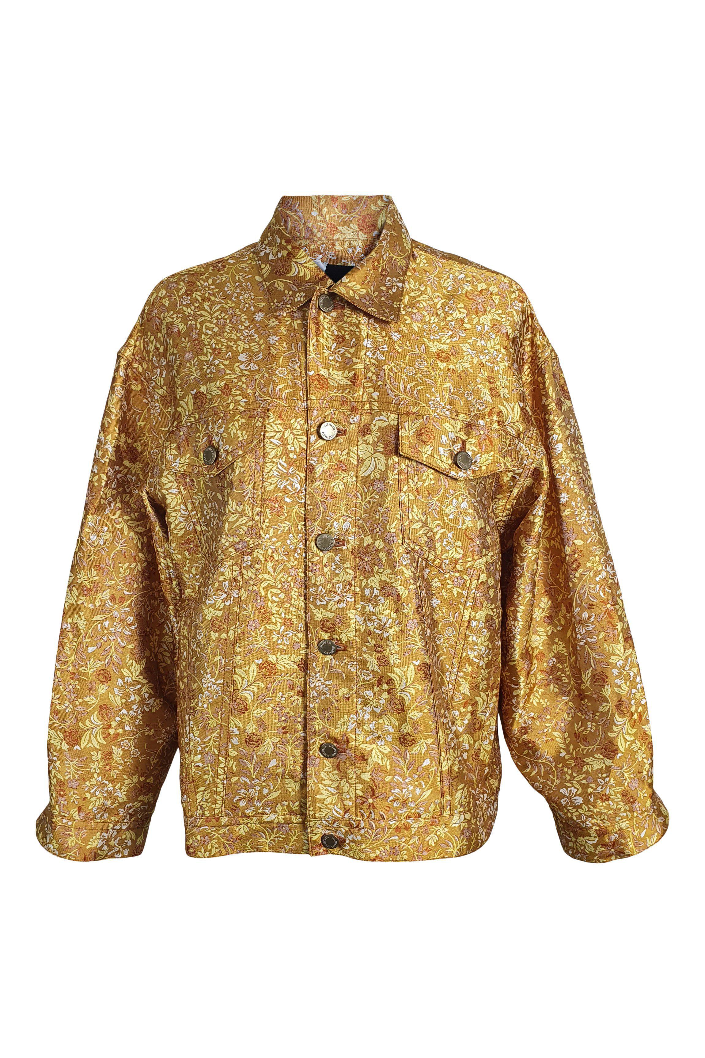 LITKOVSKAYA Women's Rising Sun Yellow Silk Blend Floral Print Jacket - Size 36 (UK 10 | US 6) - Elegant Spring & Summer Outerwear for Casual Outings, Weddings & Special Occasions